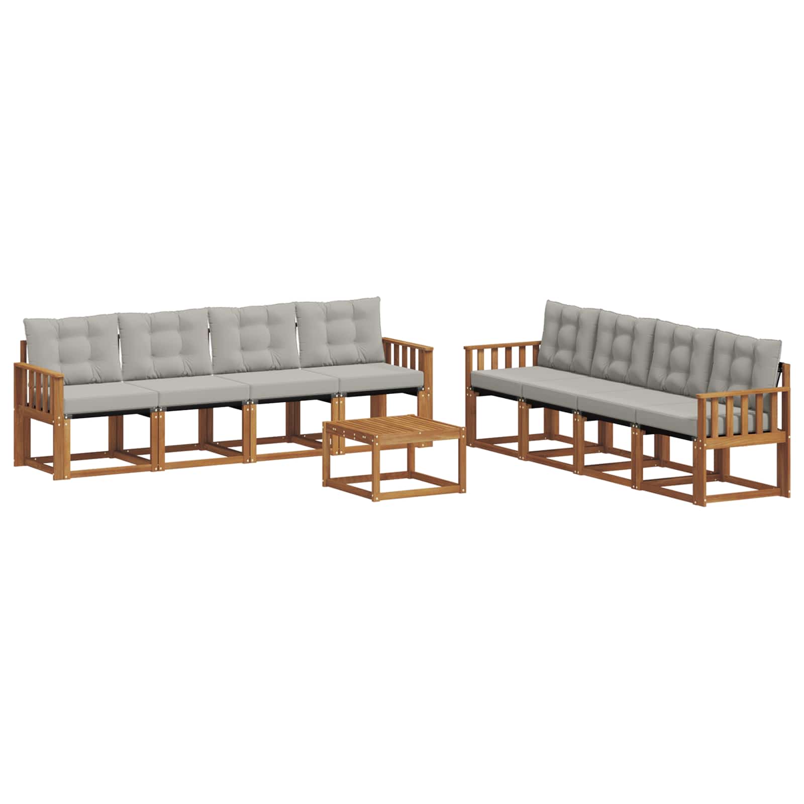 Outdoor-Sofagarnitur mit Kissen 9 pcs Natürlich und Hellgrau