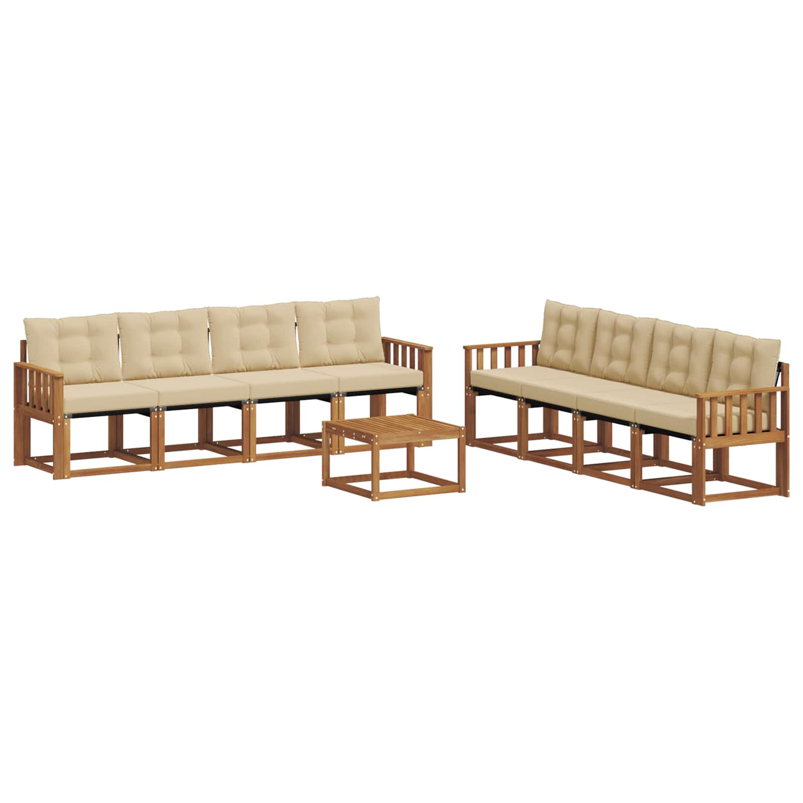 Outdoor-Sofagarnitur 9 stk. Natur und Beige