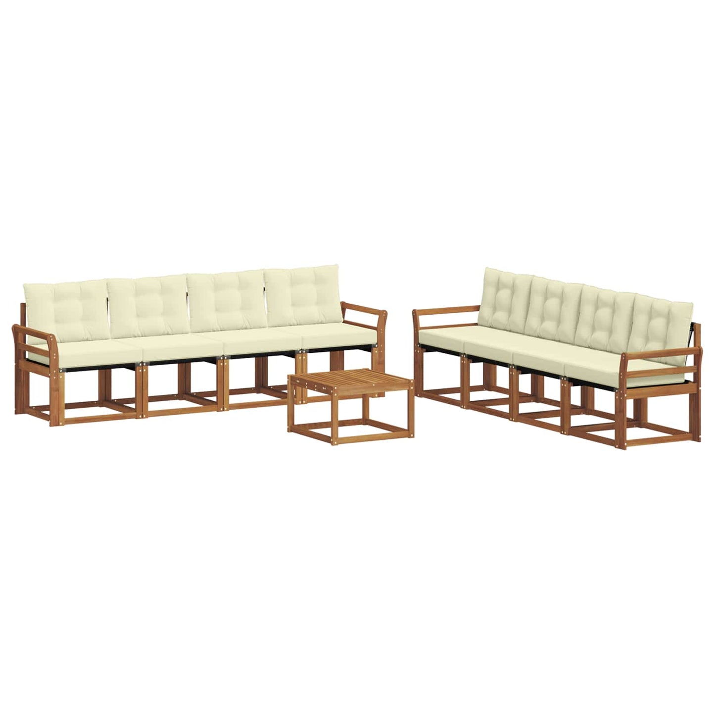 Outdoor-Sofagarnitur mit Kissen 9 pcs Natur und Creme