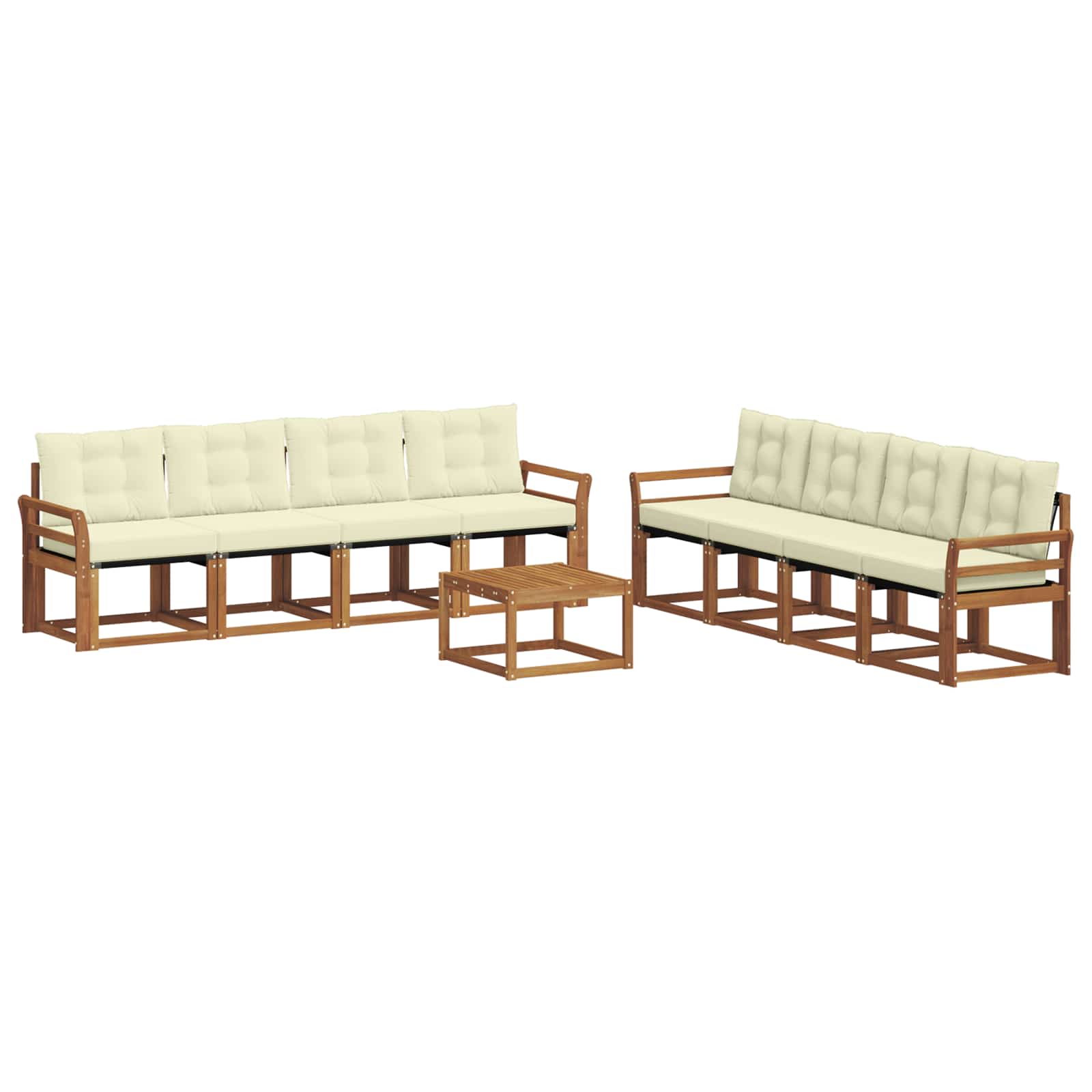 Outdoor-Sofagarnitur mit Kissen 9 pcs Natur und Creme