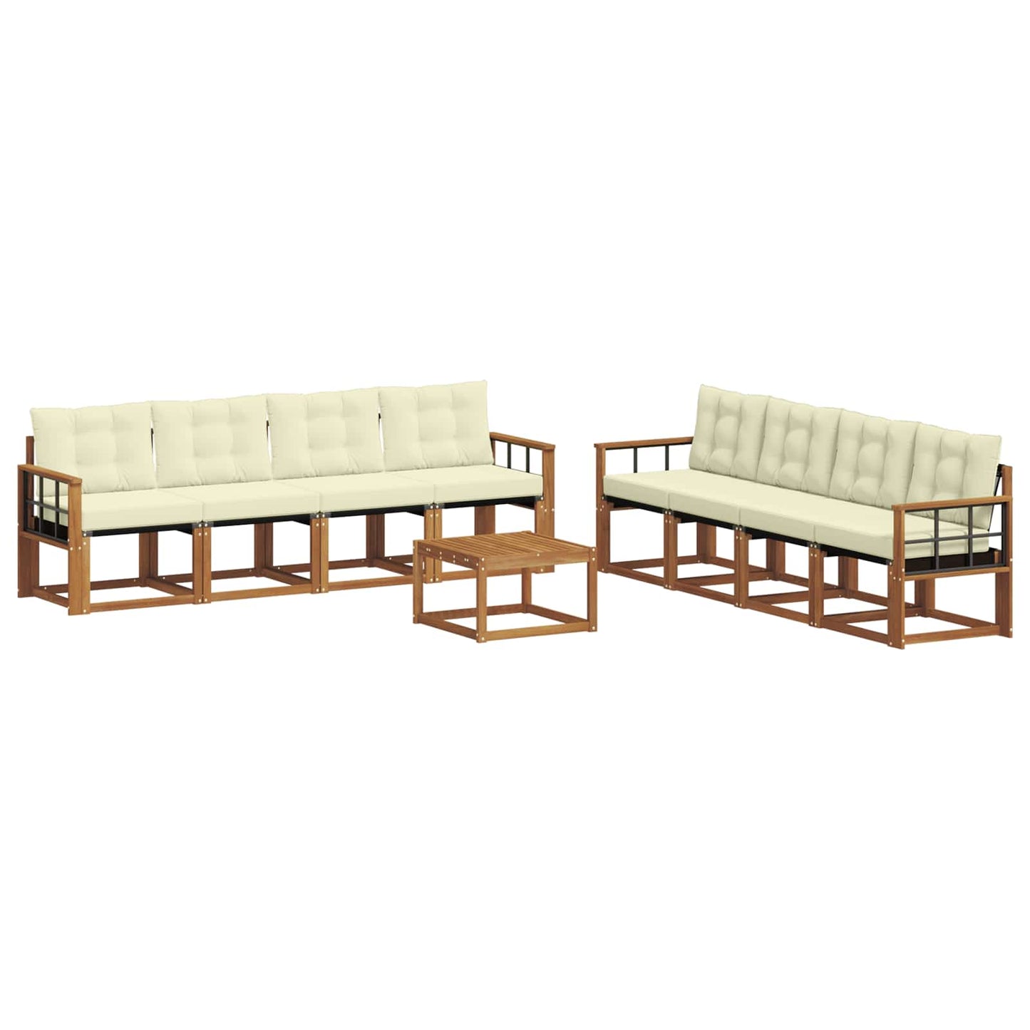 Outdoor-Sofagarnitur 9 stk. Natur und Creme