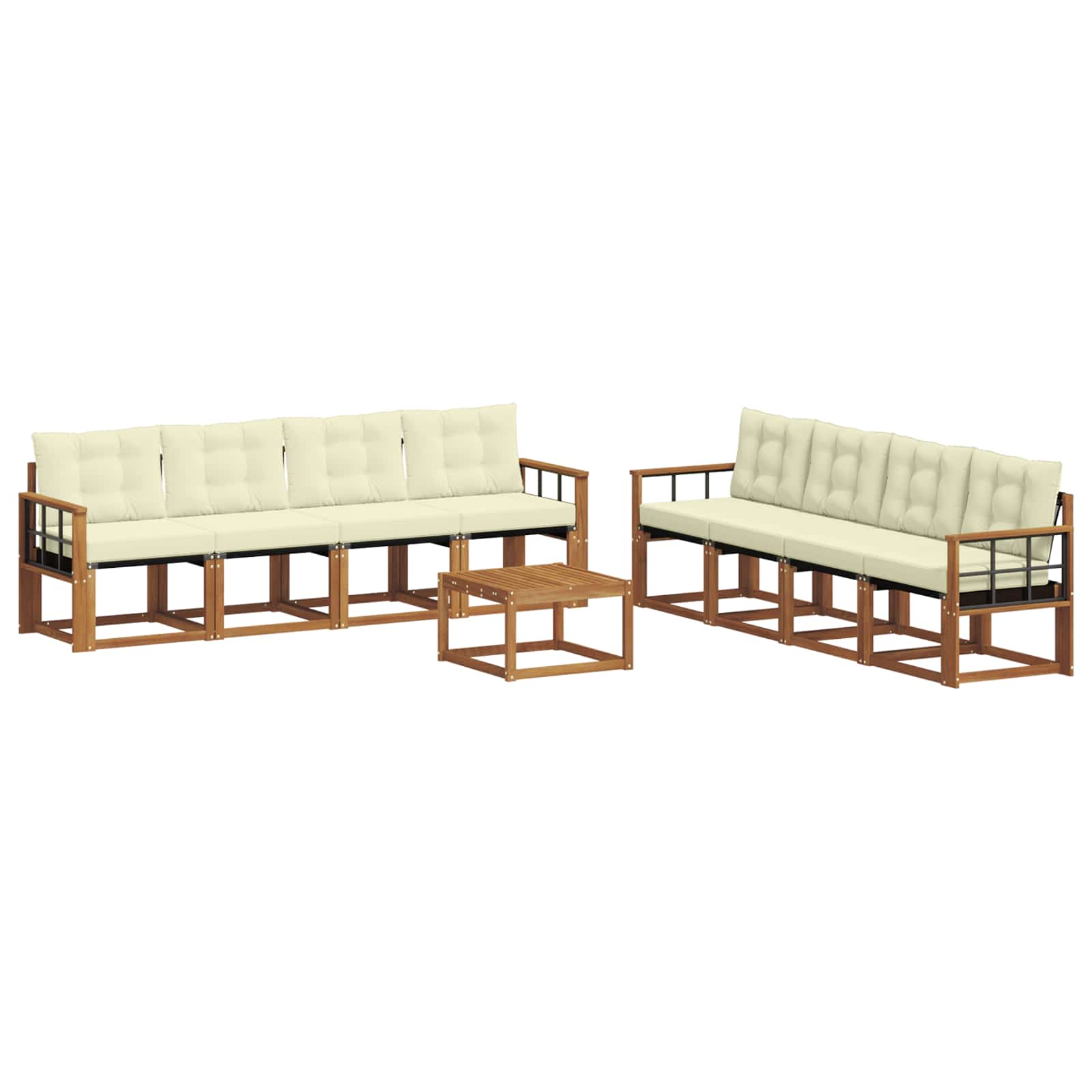 Outdoor-Sofagarnitur 9 stk. Natur und Creme
