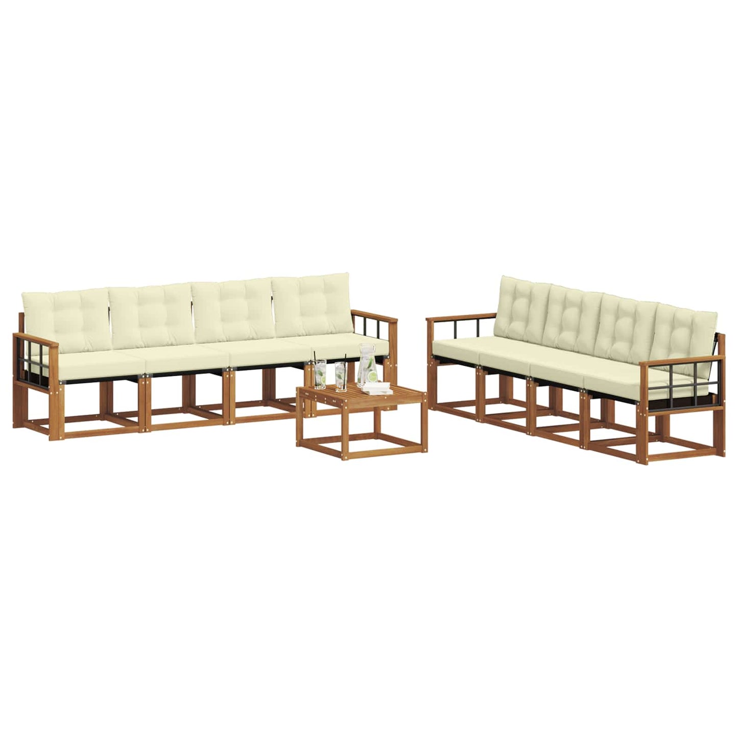 Outdoor-Sofagarnitur 9 stk. Natur und Creme