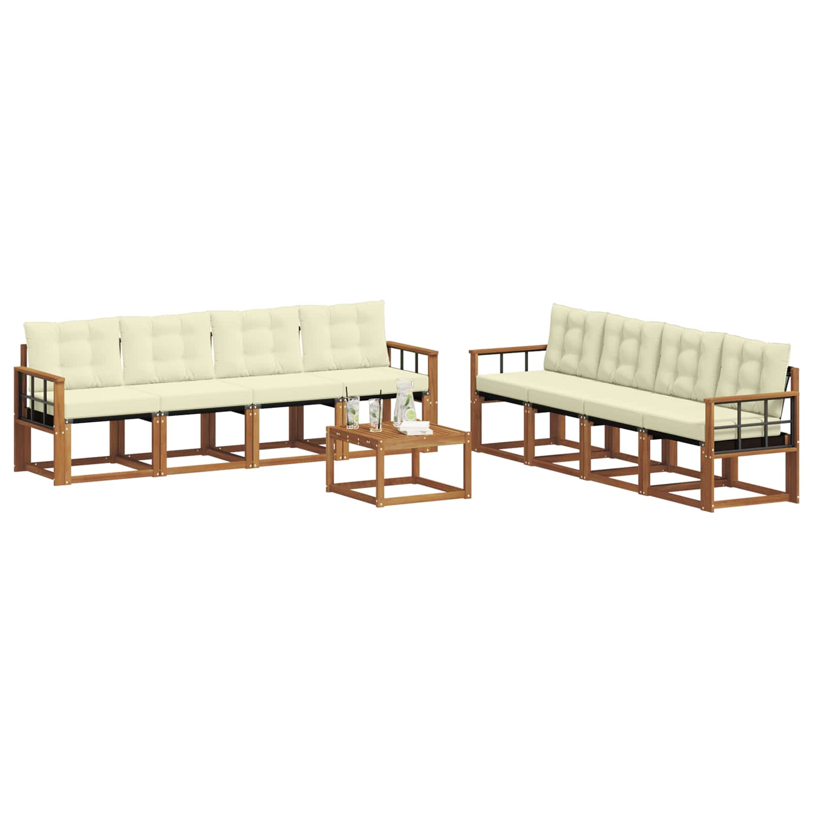 Outdoor-Sofagarnitur 9 stk. Natur und Creme