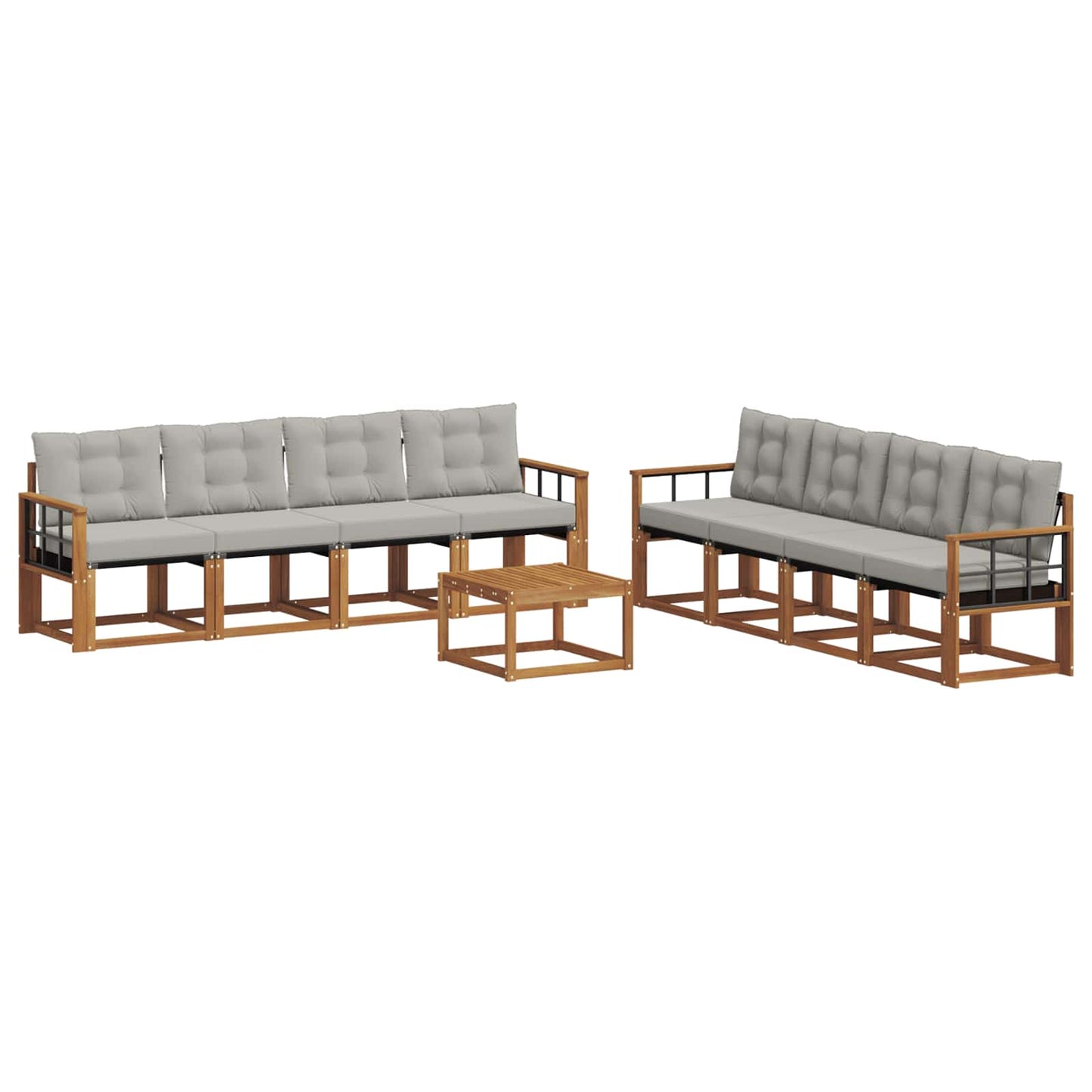 Outdoor-Sofagarnitur mit Kissen 9 pcs Natürlich und Hellgrau