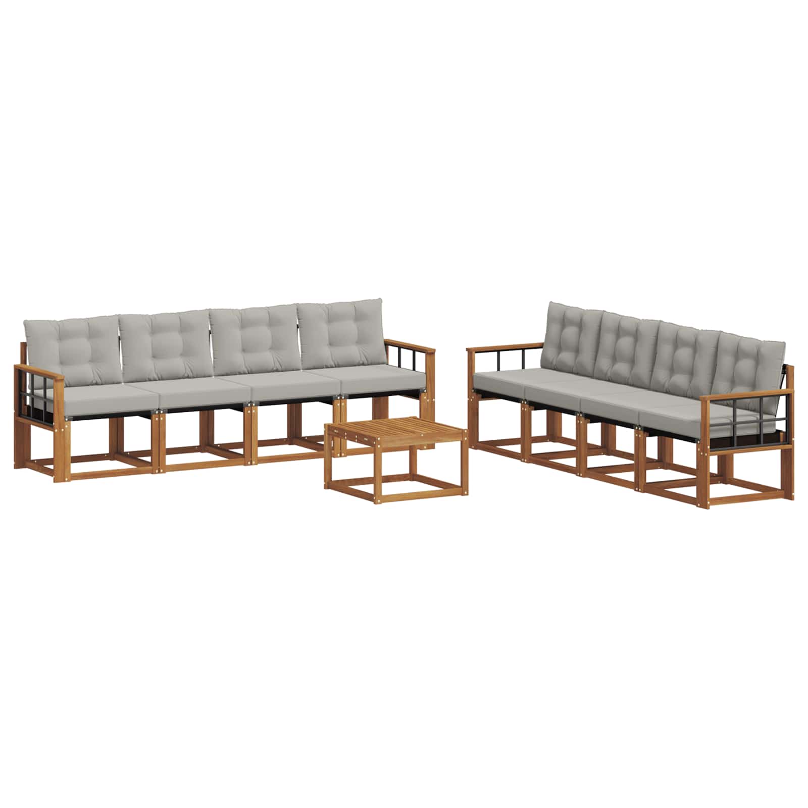 Outdoor-Sofagarnitur mit Kissen 9 pcs Natürlich und Hellgrau