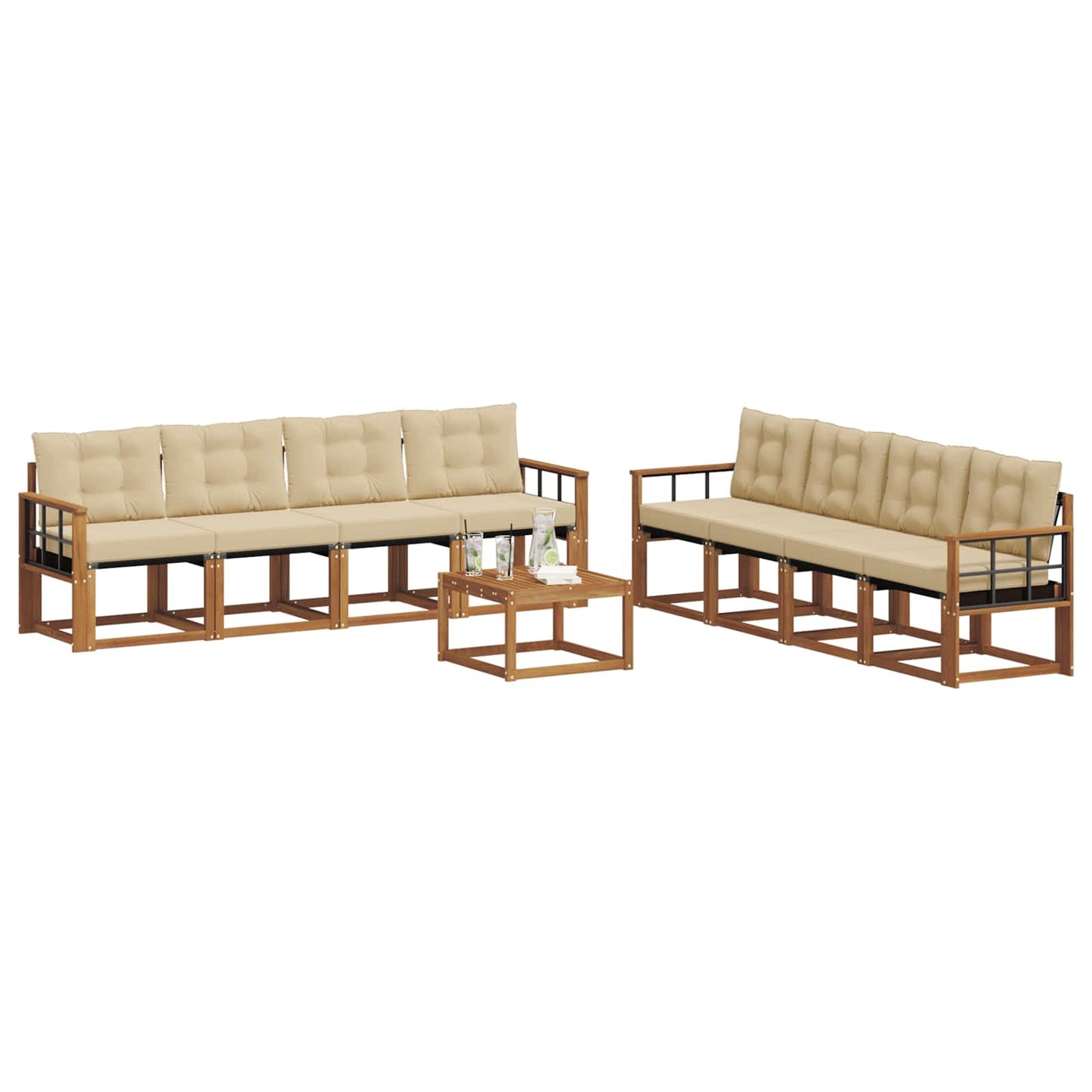 Outdoor-Sofagarnitur 9 stk. Natur und Beige
