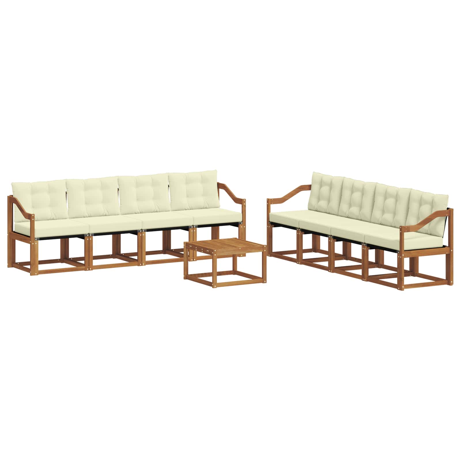 Outdoor-Sofagarnitur mit Kissen 9 pcs Natur und Creme