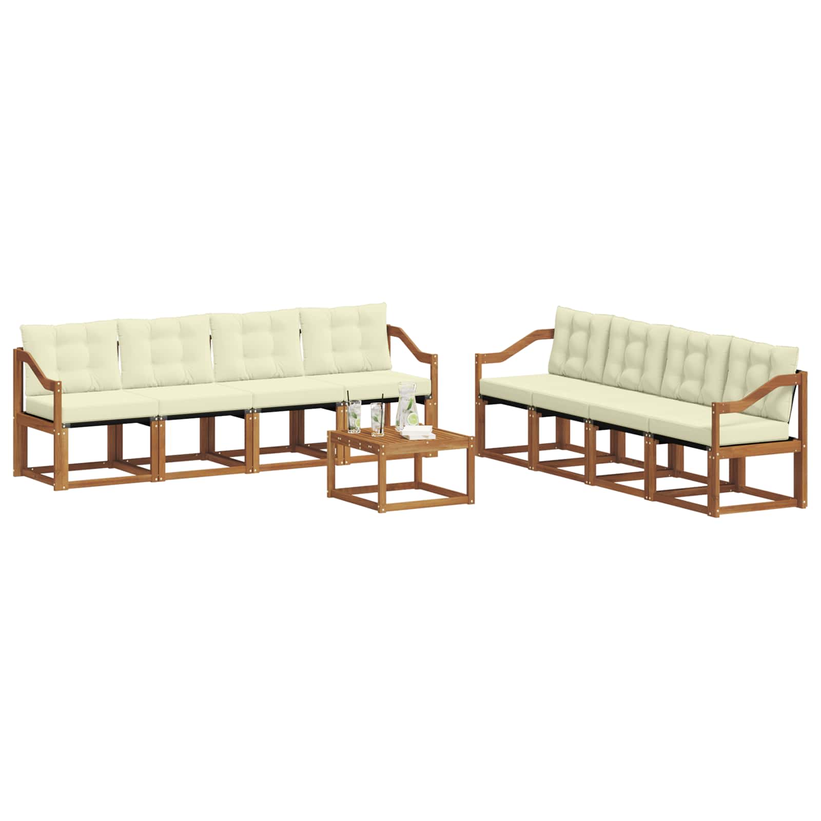 Outdoor-Sofagarnitur 9 stk. Natur und Creme