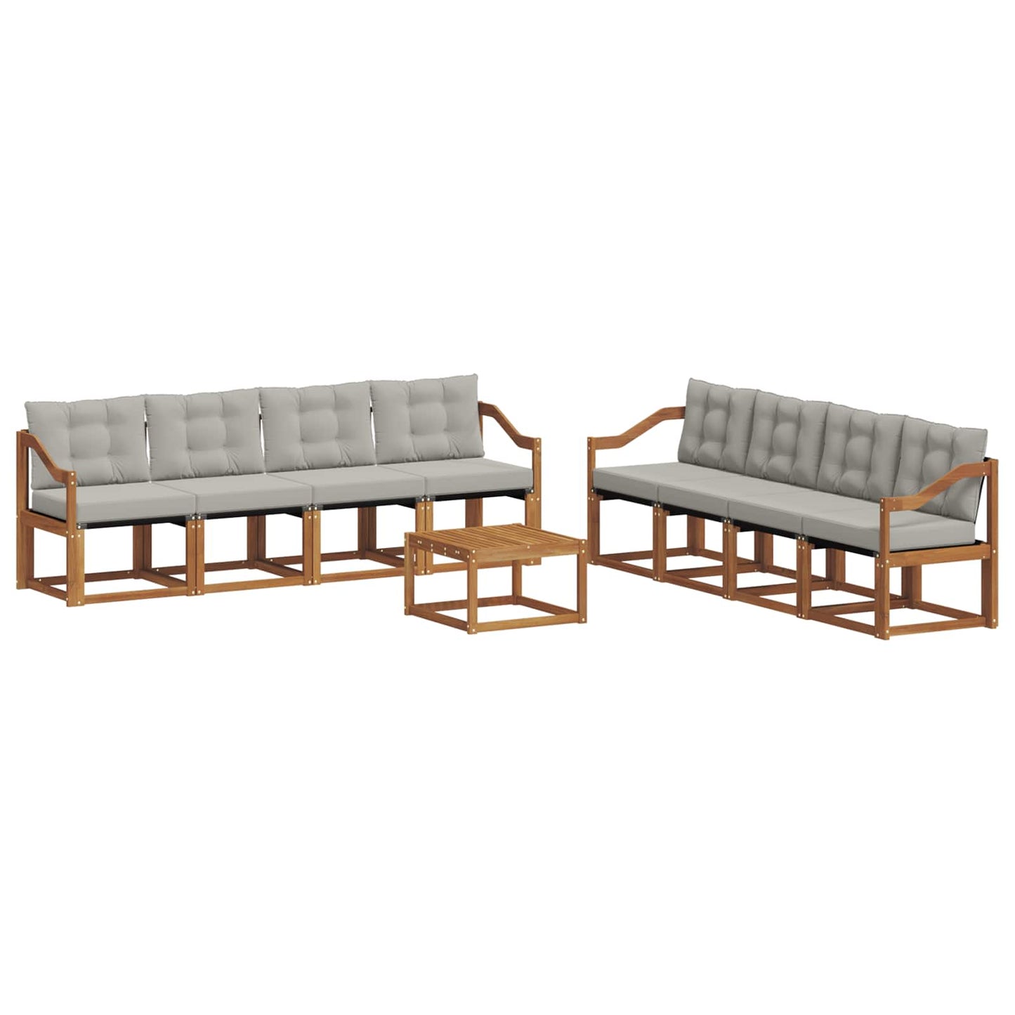 Outdoor-Sofagarnitur mit Kissen 9 pcs Natürlich und Hellgrau