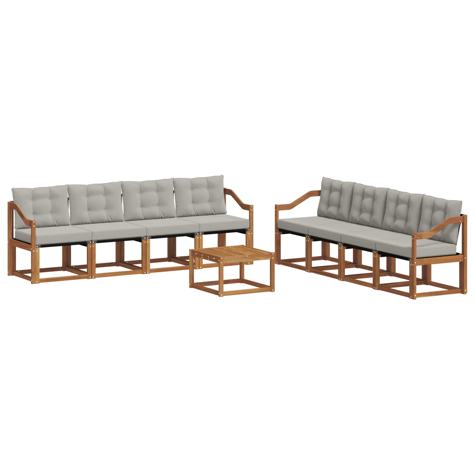 Outdoor-Sofagarnitur mit Kissen 9 pcs Natürlich und Hellgrau