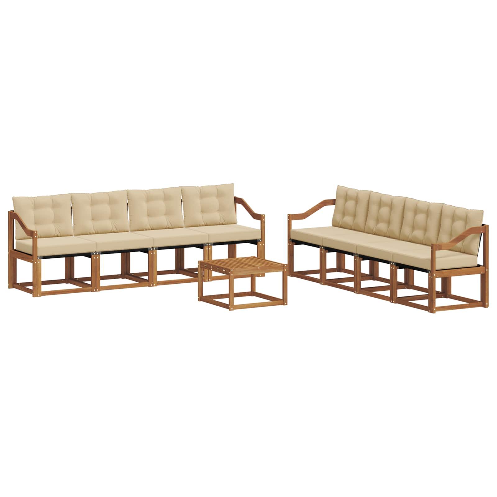 Outdoor-Sofagarnitur 9 stk. Natur und Beige