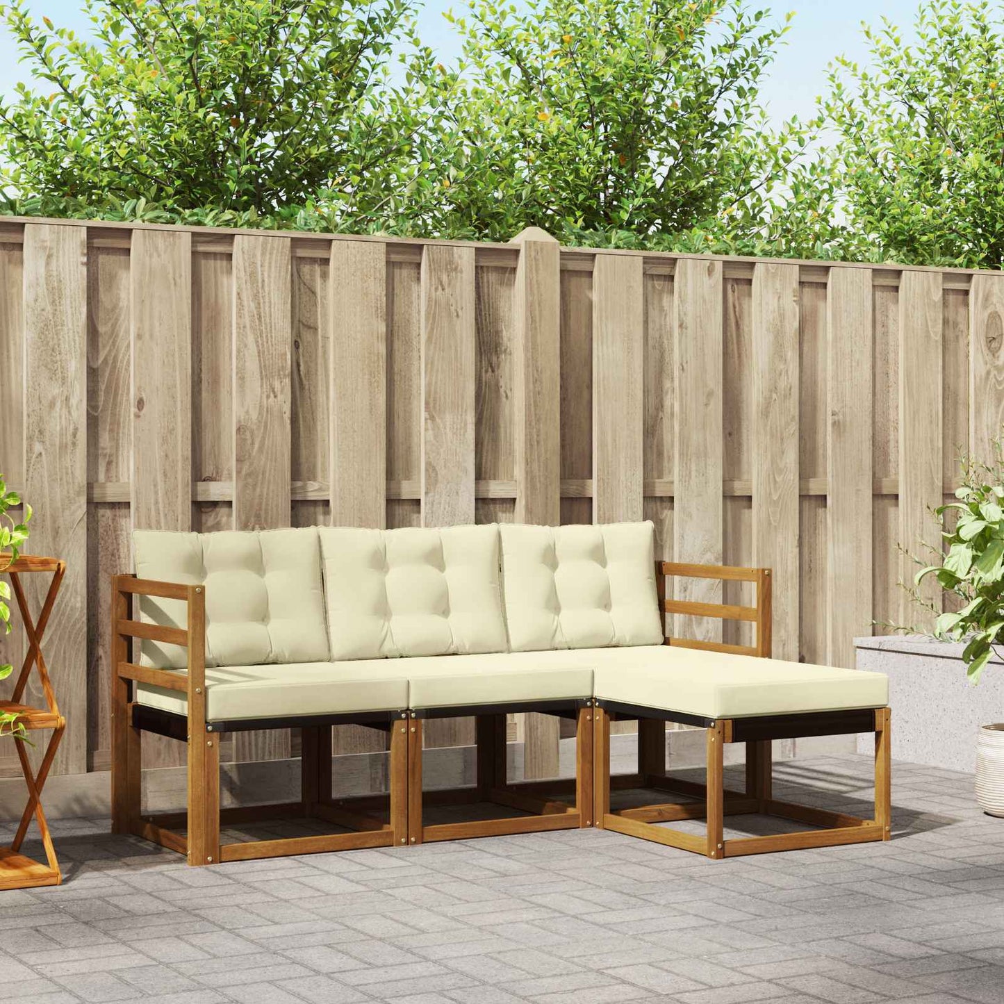 Outdoor-Sofagarnitur 4 stk. Natur und Creme
