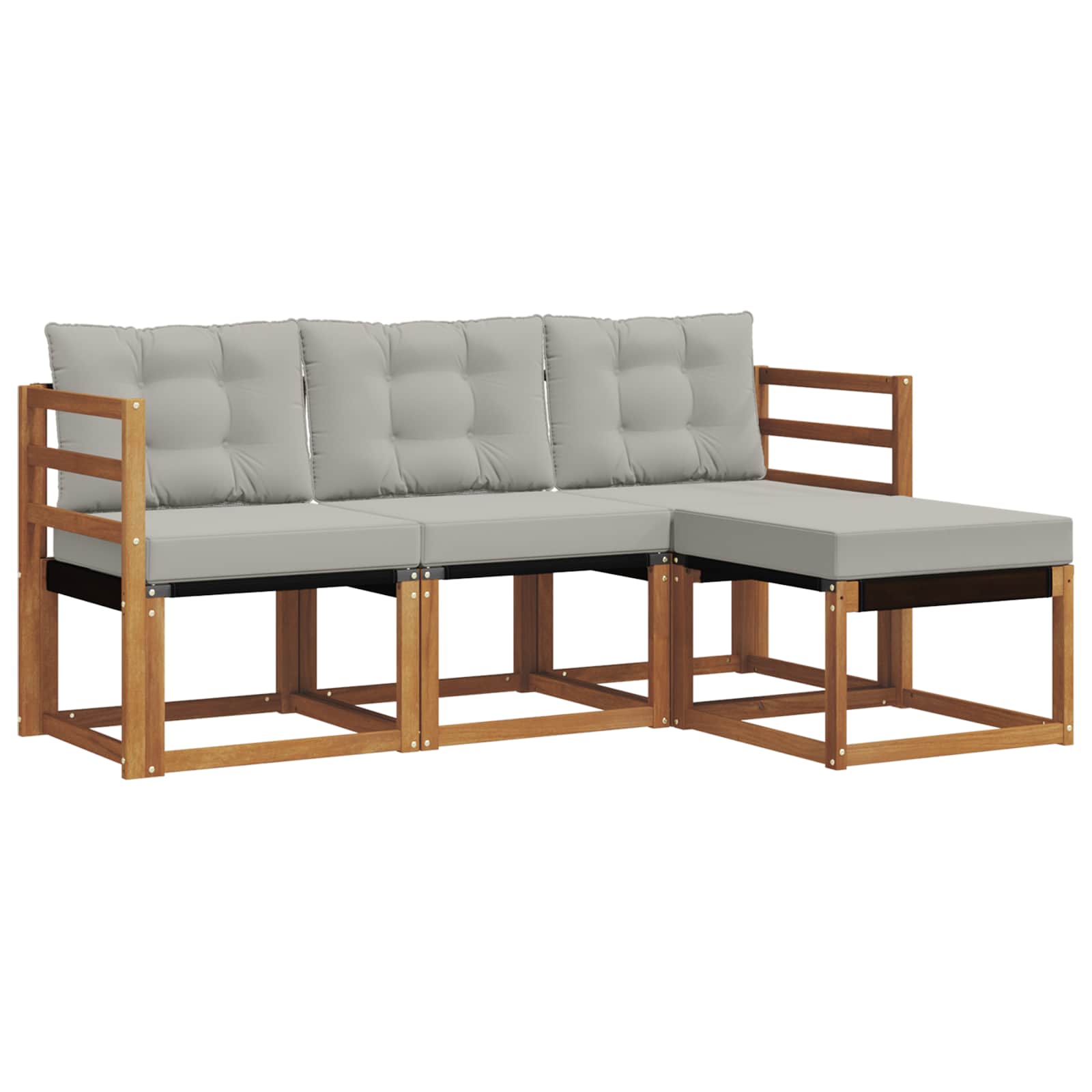 Outdoor-Sofagarnitur mit Kissen 4 pcs Natürlich und Hellgrau