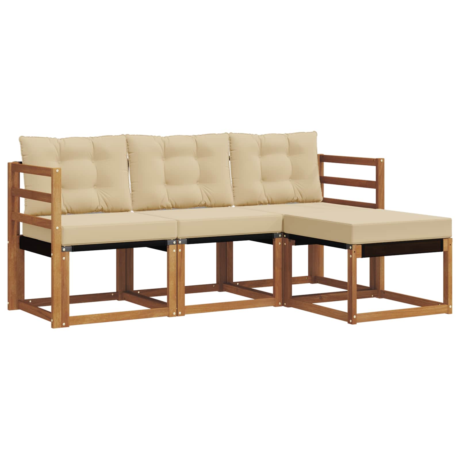 Outdoor-Sofagarnitur mit Kissen 4 pcs Natur und Beige