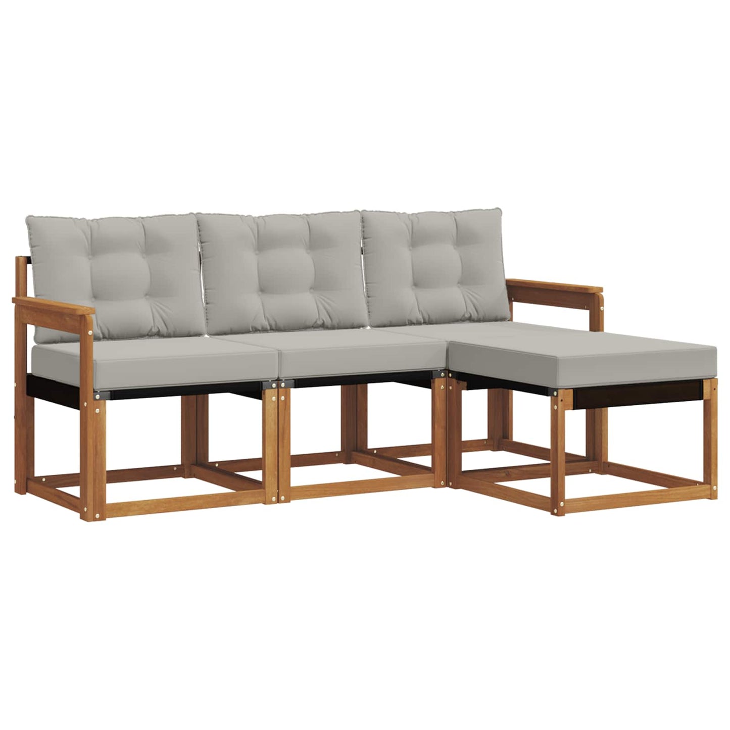 Outdoor-Sofagarnitur mit Kissen 4 pcs Natürlich und Hellgrau