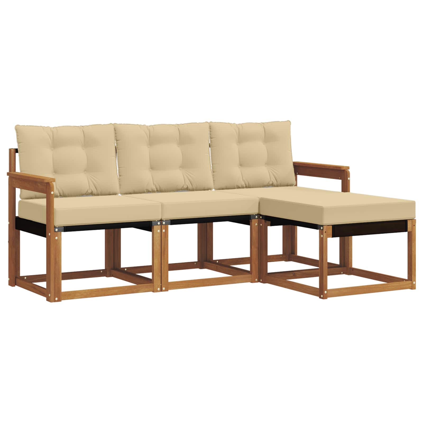 Outdoor-Sofagarnitur 4 stk. Natur und Beige