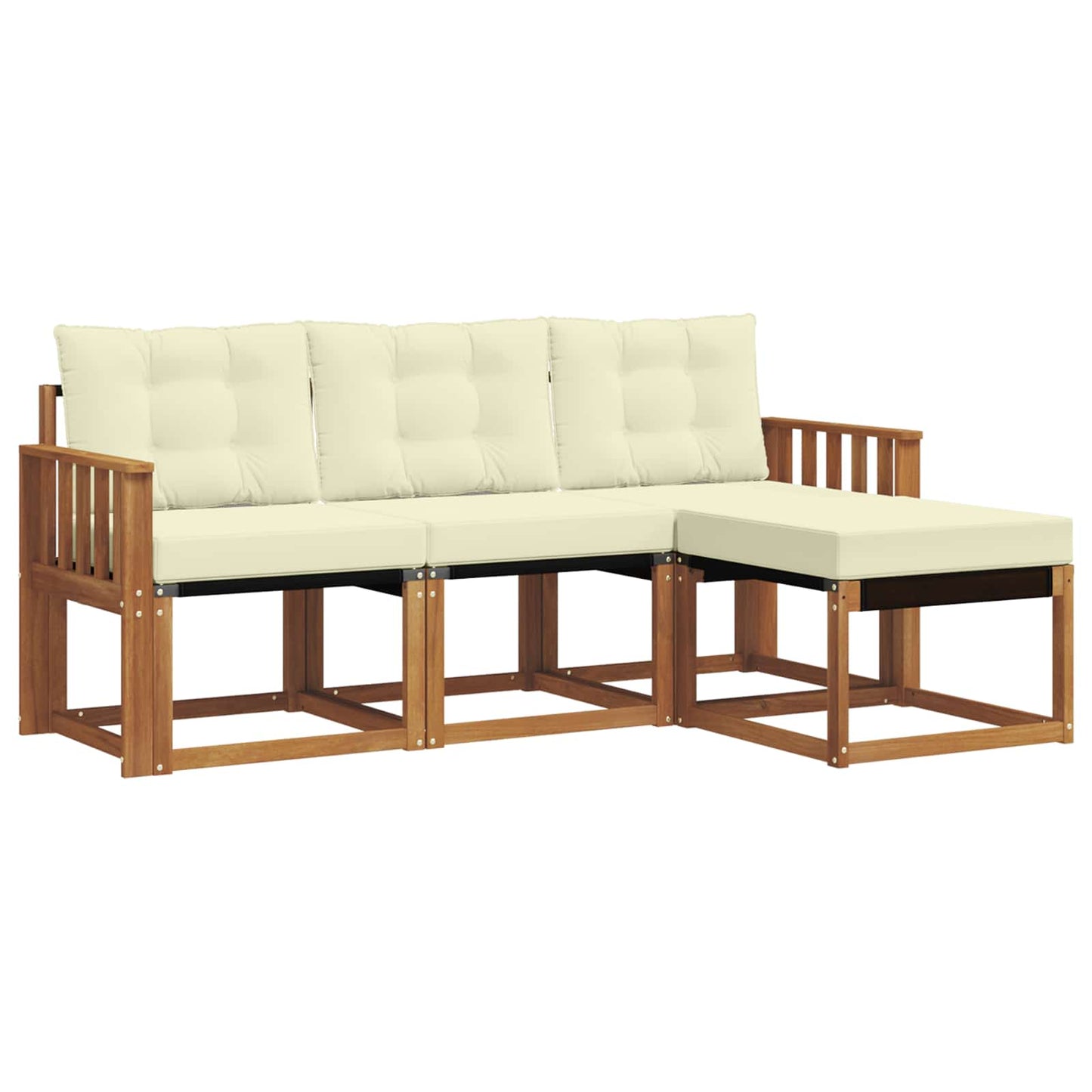 Outdoor-Sofagarnitur mit Kissen 4 pcs Natur und Creme