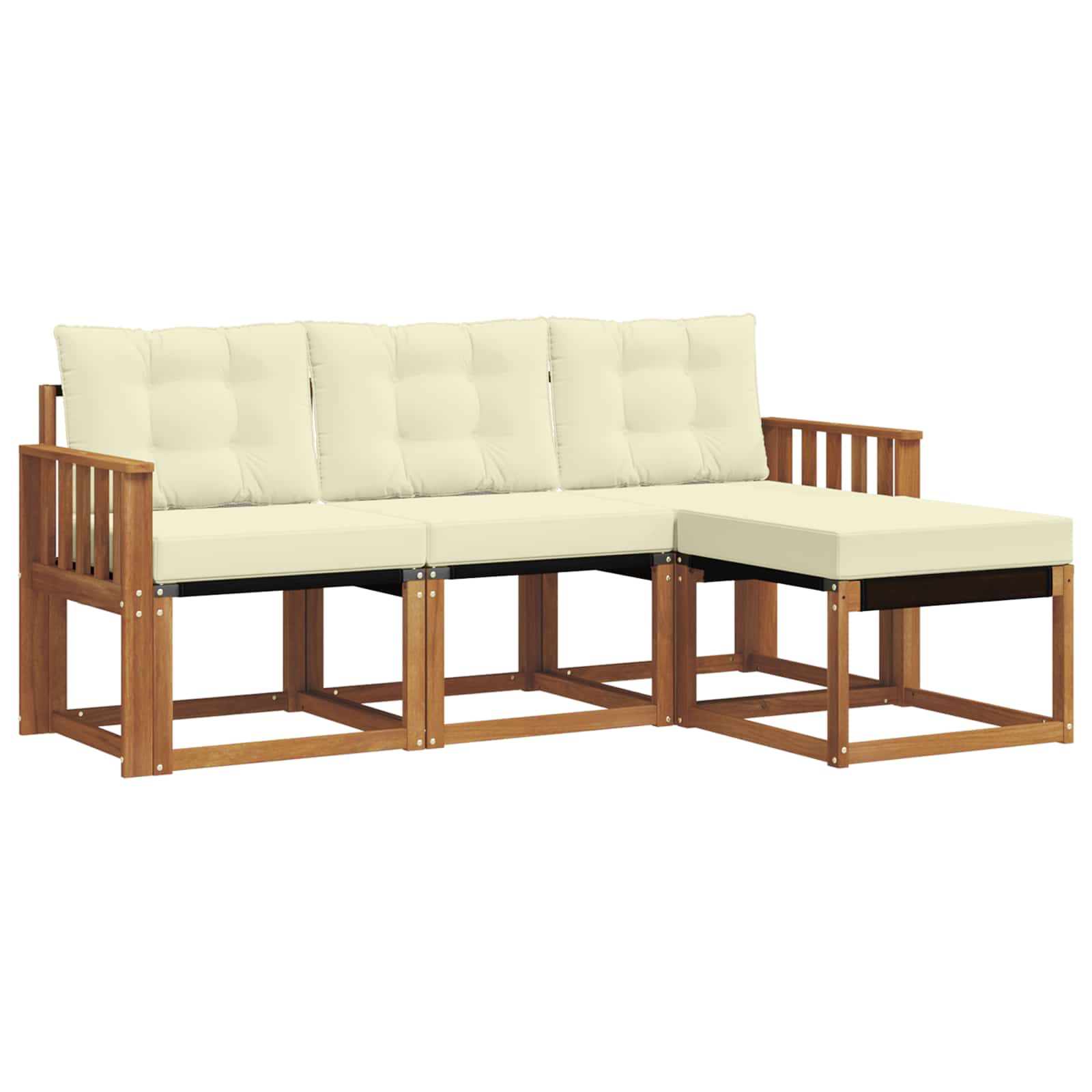 Outdoor-Sofagarnitur mit Kissen 4 pcs Natur und Creme