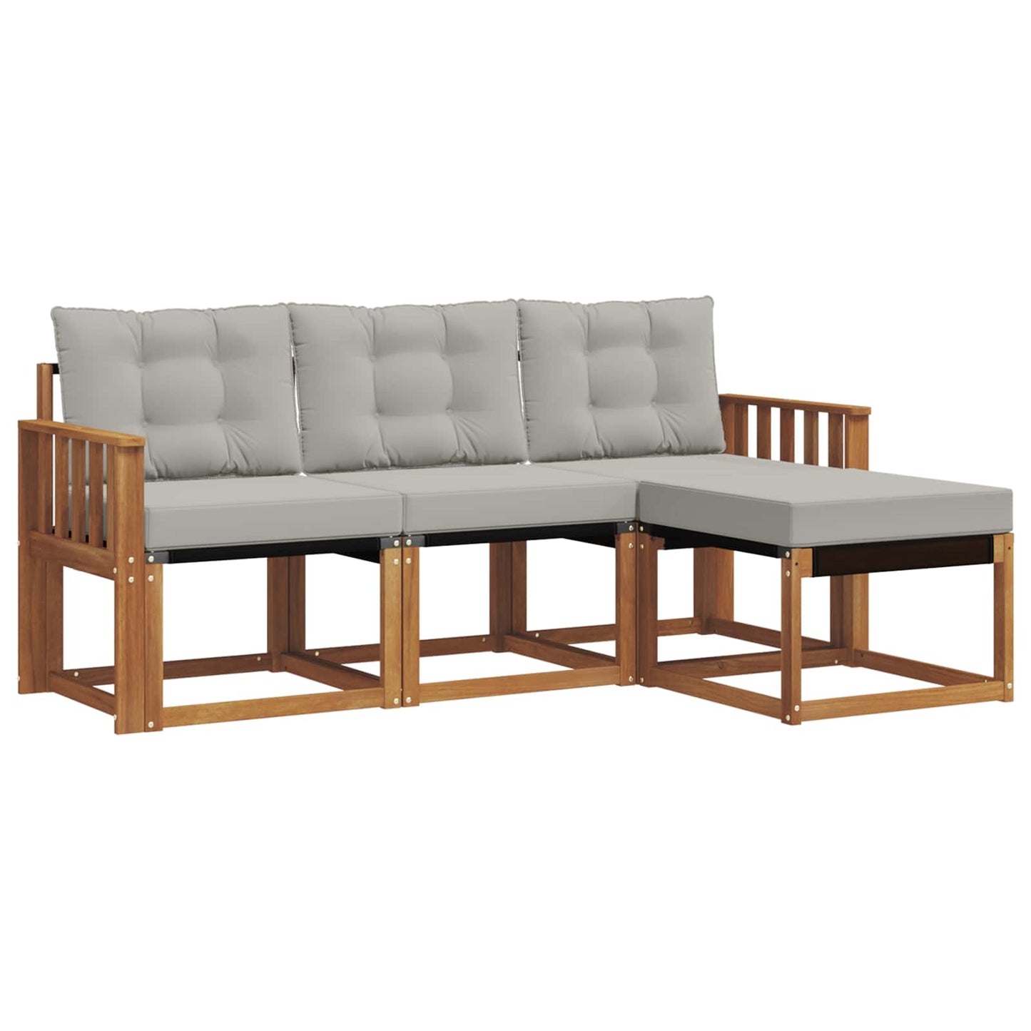 Outdoor-Sofagarnitur mit Kissen 4 pcs Natürlich und Hellgrau