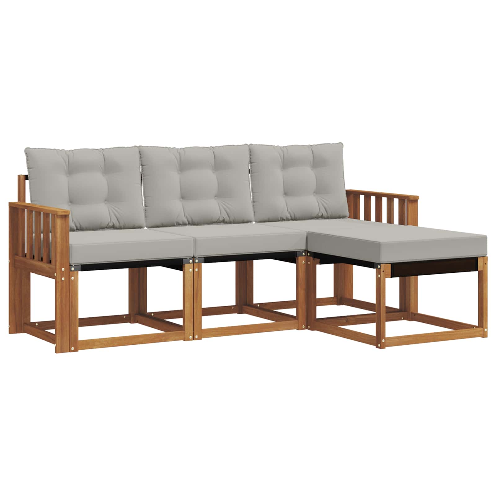 Outdoor-Sofagarnitur mit Kissen 4 pcs Natürlich und Hellgrau