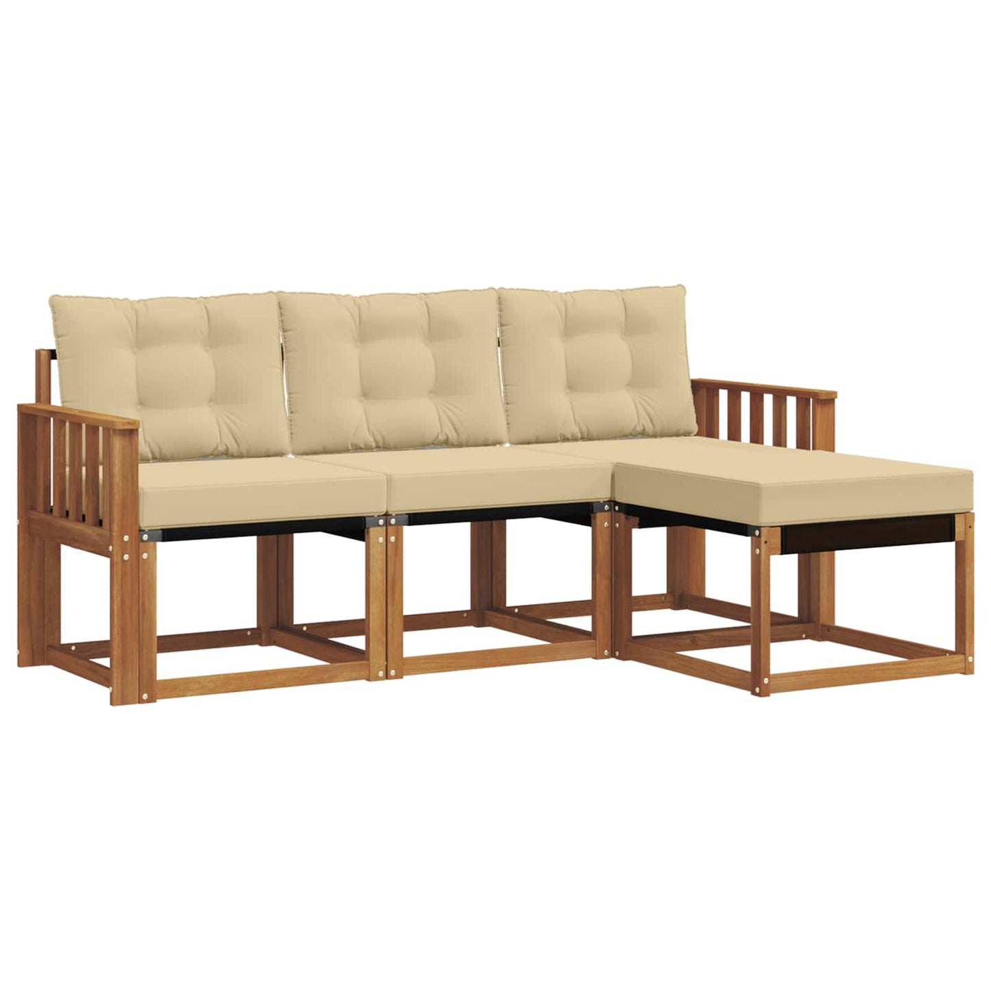 Outdoor-Sofagarnitur 4 stk. Natur und Beige