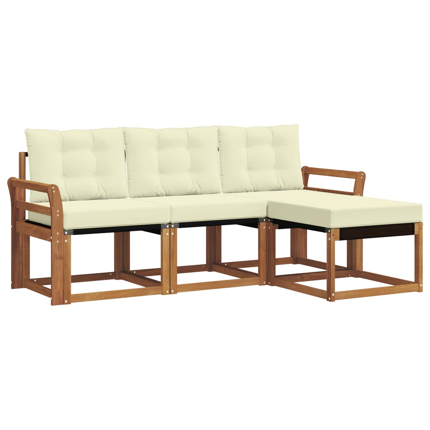 Outdoor-Sofagarnitur mit Kissen 4 pcs Natur und Creme