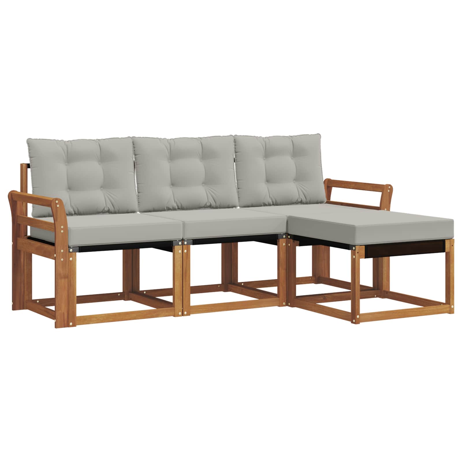 Outdoor-Sofagarnitur mit Kissen 4 pcs Natürlich und Hellgrau