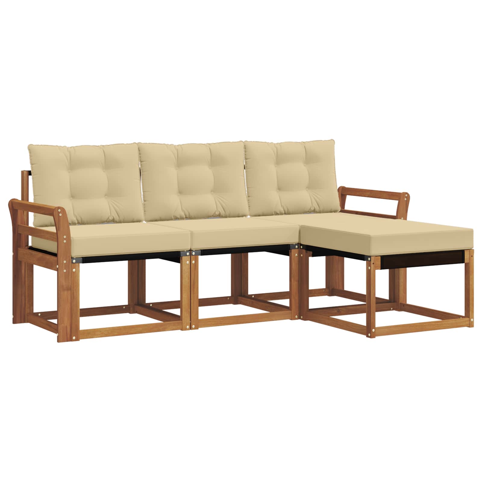 Outdoor-Sofagarnitur 4 stk. Natur und Beige