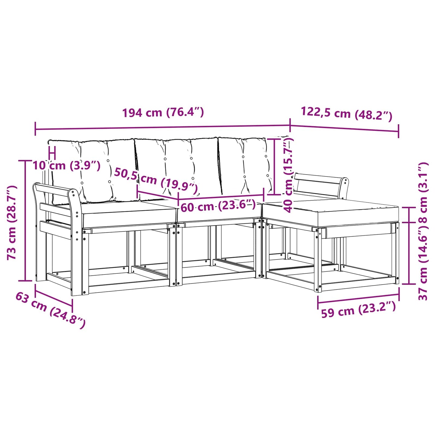 Outdoor-Sofagarnitur 4 stk. Natur und Beige