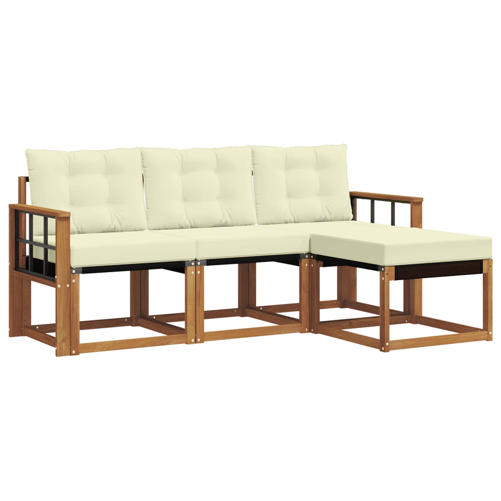 Outdoor-Sofagarnitur mit Kissen 4 pcs Natur und Creme