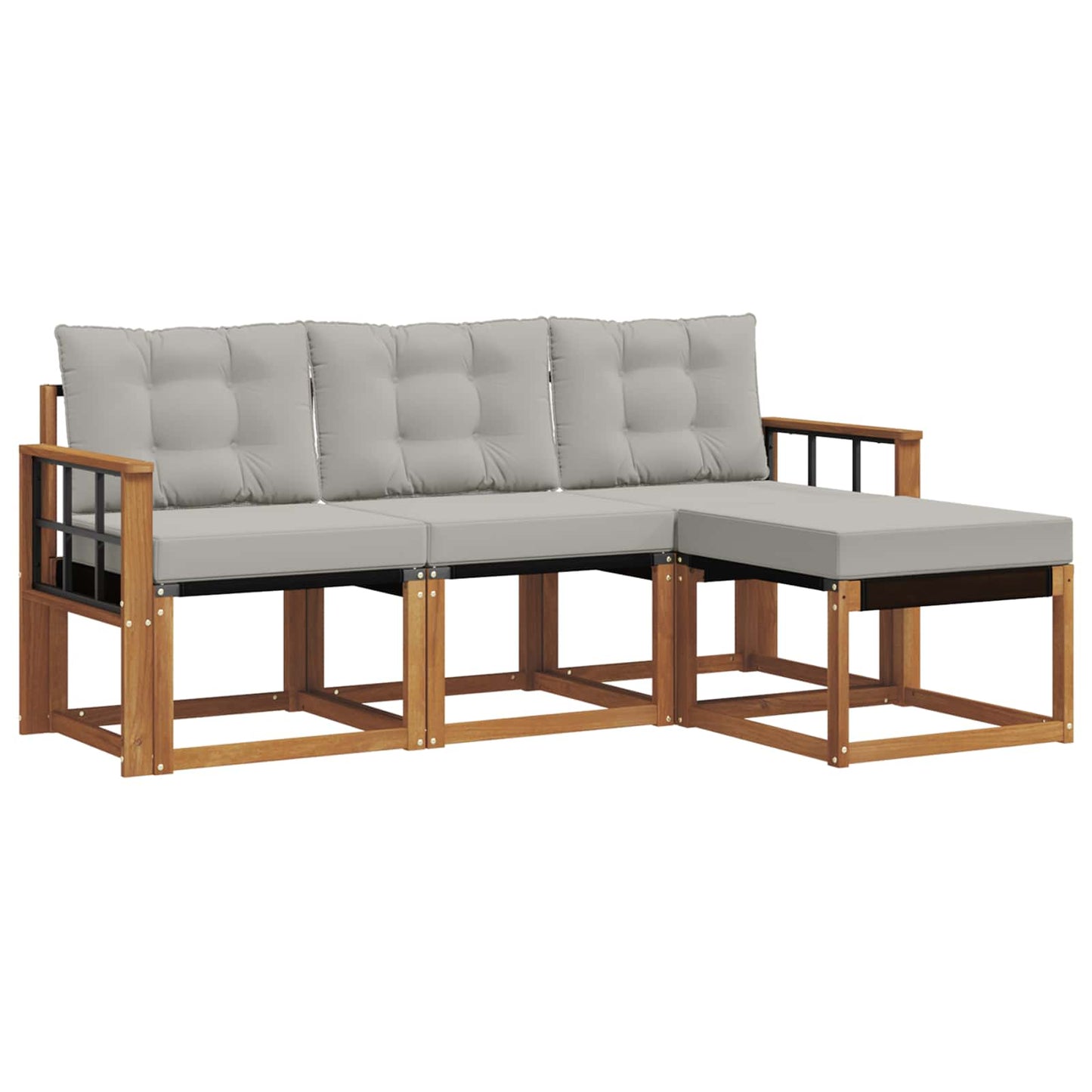 Outdoor-Sofagarnitur mit Kissen 4 pcs Natürlich und Hellgrau