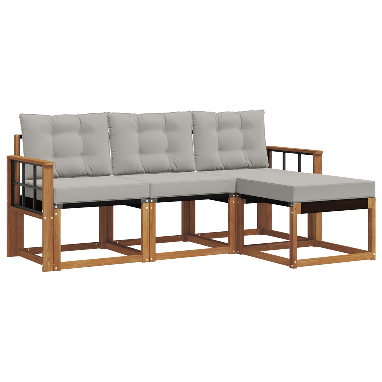 Outdoor-Sofagarnitur mit Kissen 4 pcs Natürlich und Hellgrau