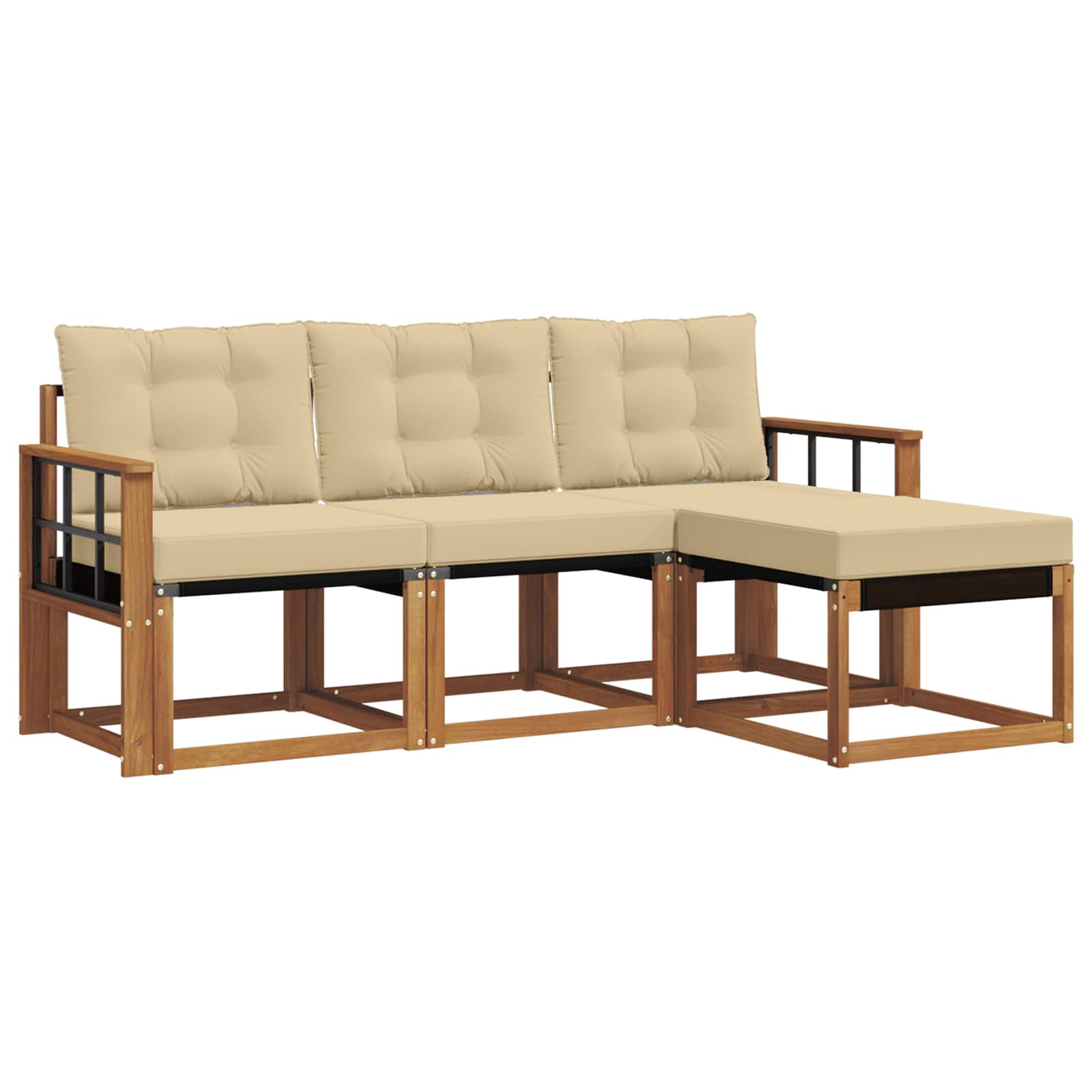 Outdoor-Sofagarnitur 4 stk. Natur und Beige