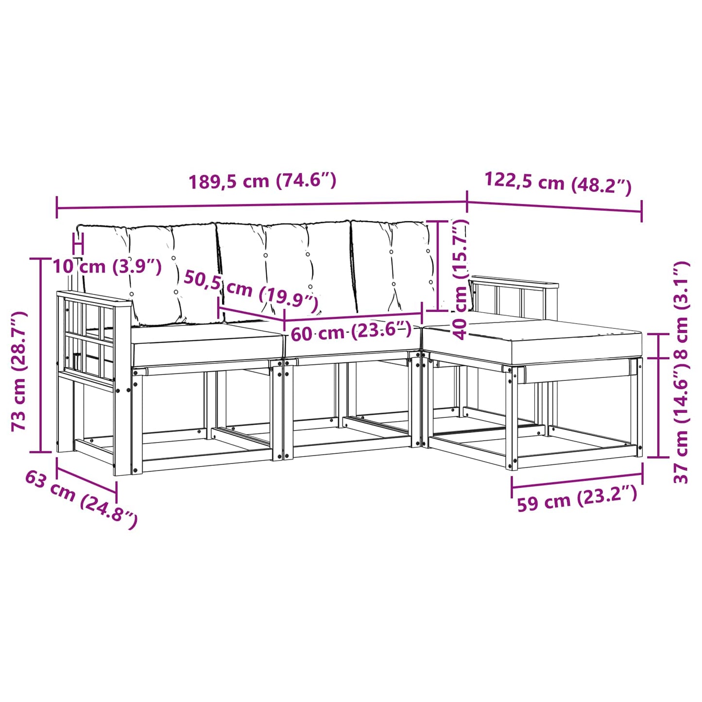 Outdoor-Sofagarnitur 4 stk. Natur und Beige