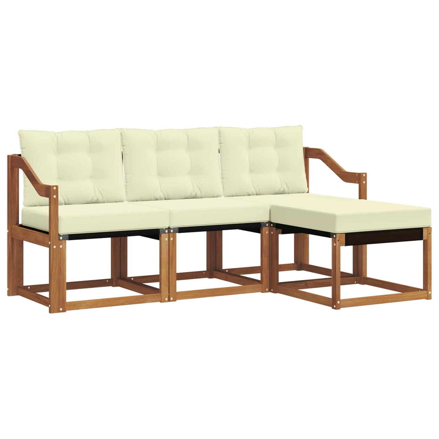 Outdoor-Sofagarnitur mit Kissen 4 pcs Natur und Creme