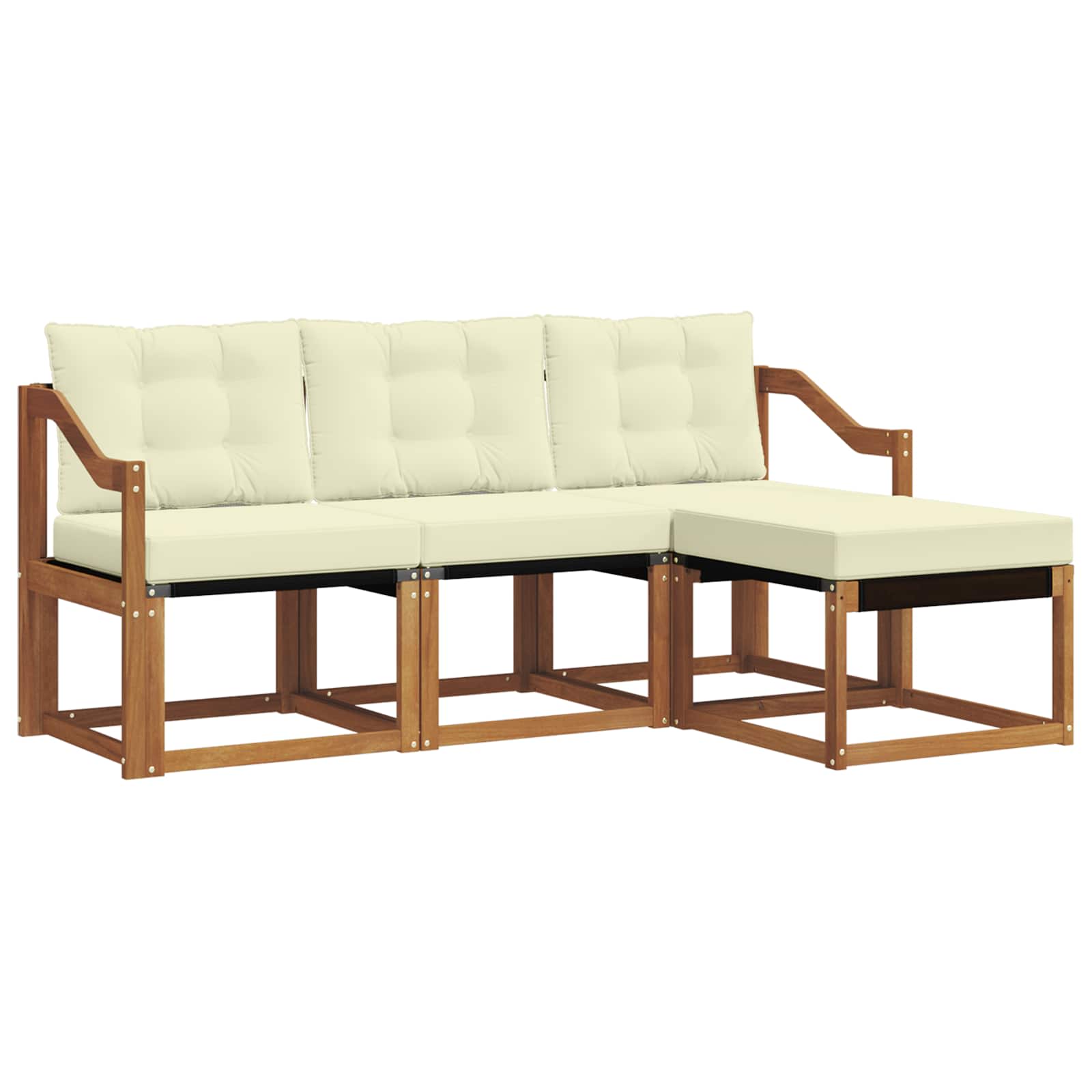 Outdoor-Sofagarnitur mit Kissen 4 pcs Natur und Creme