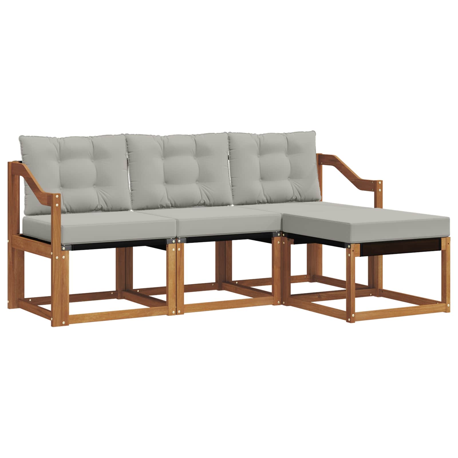 Outdoor-Sofagarnitur mit Kissen 4 pcs Natürlich und Hellgrau