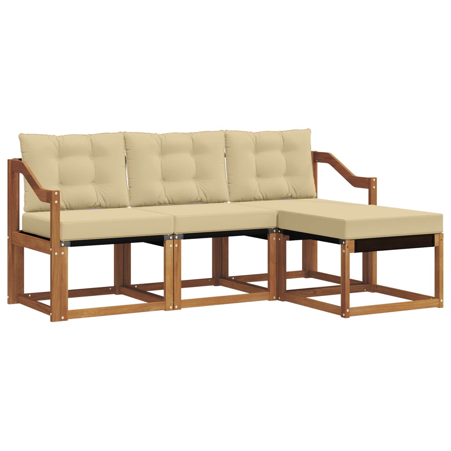Outdoor-Sofagarnitur 4 stk. Natur und Beige