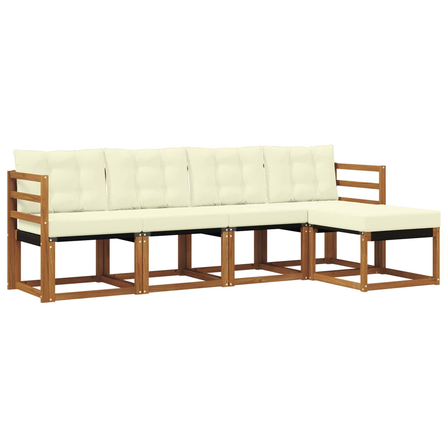 Outdoor-Sofagarnitur mit Kissen 5 pcs Natur und Creme