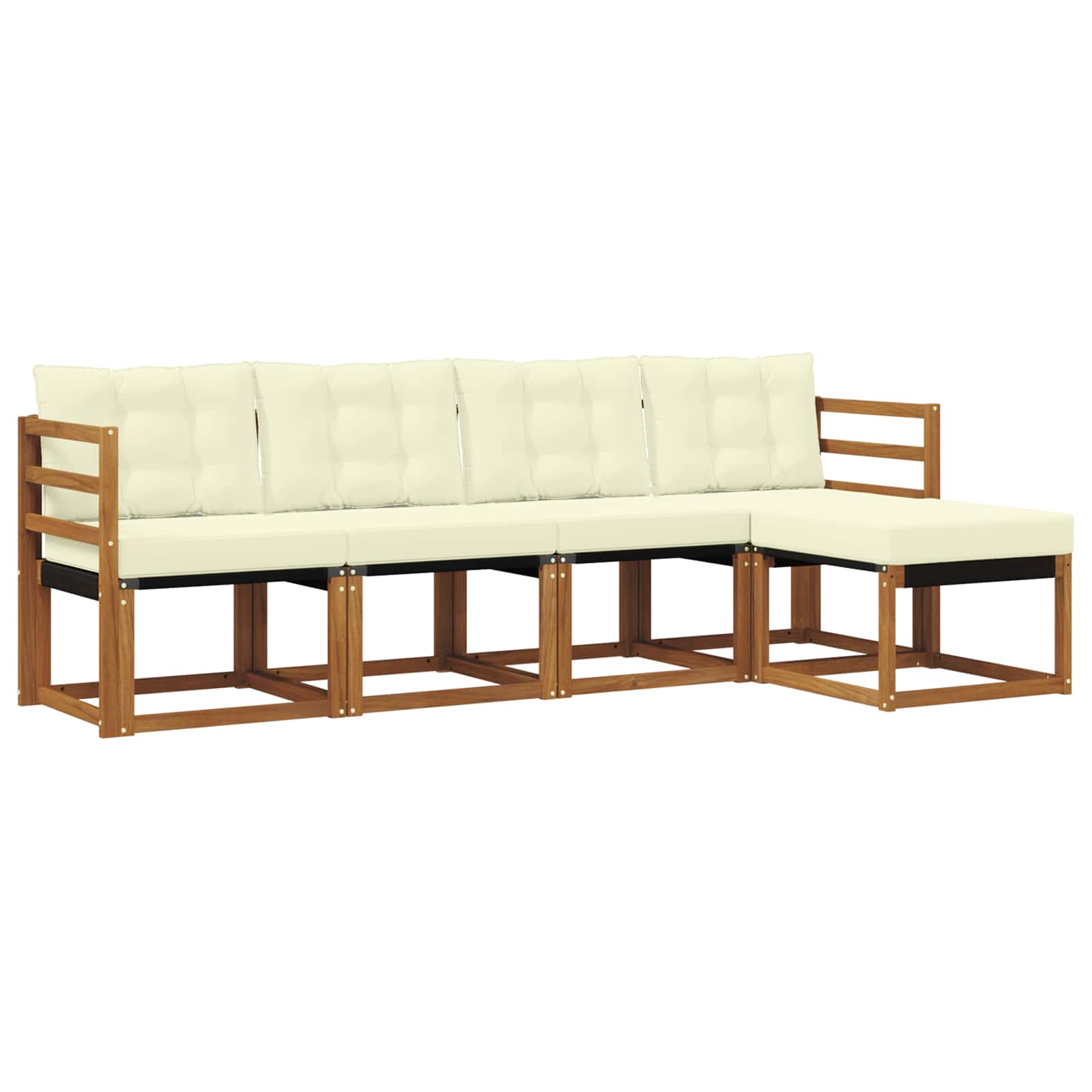 Outdoor-Sofagarnitur mit Kissen 5 pcs Natur und Creme