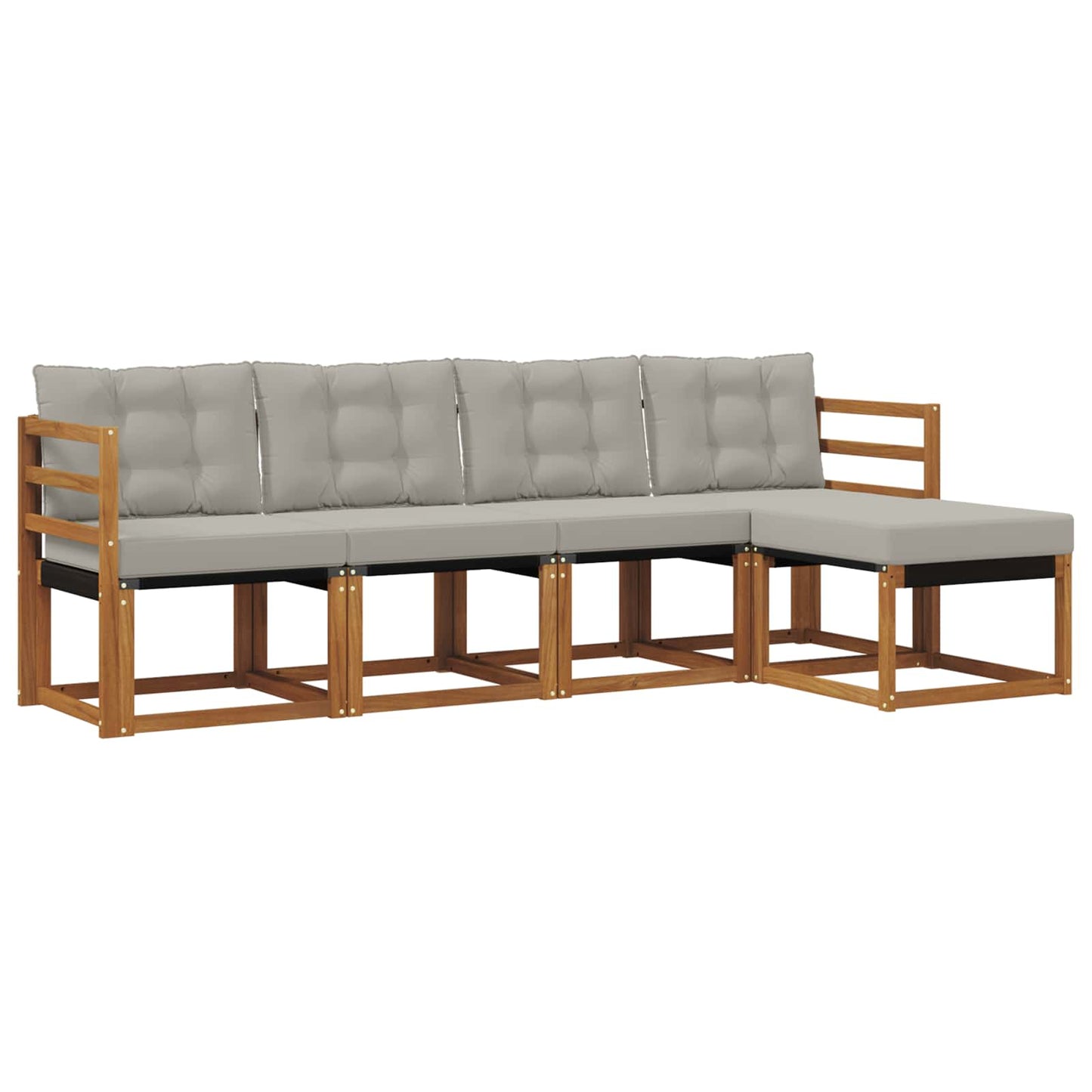 Outdoor-Sofagarnitur mit Kissen 5 pcs Natürlich und Hellgrau