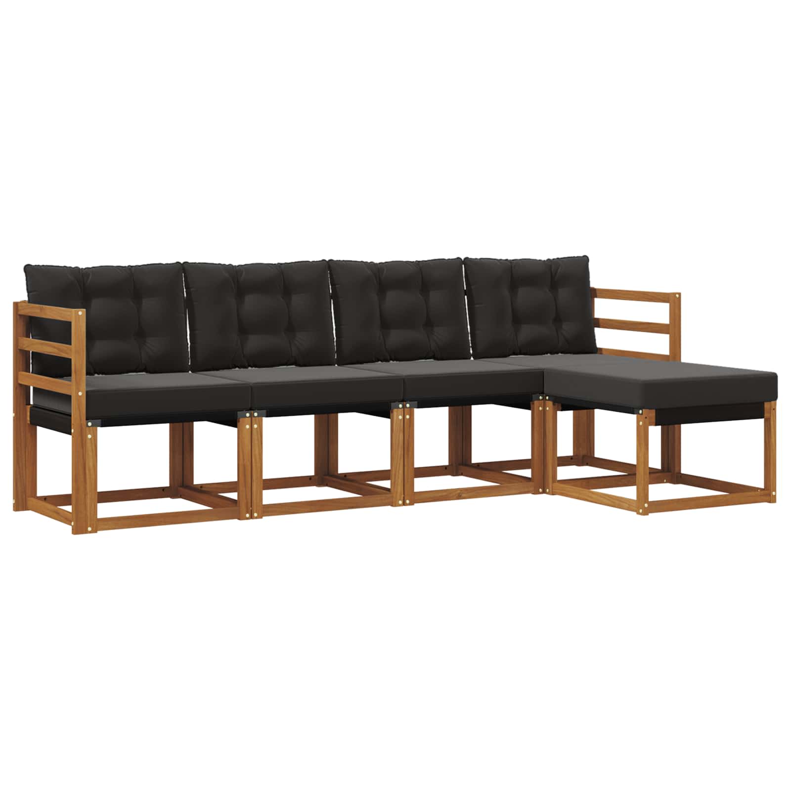 Outdoor-Sofagarnitur mit Kissen 5 pcs Natürlich und Schwarz