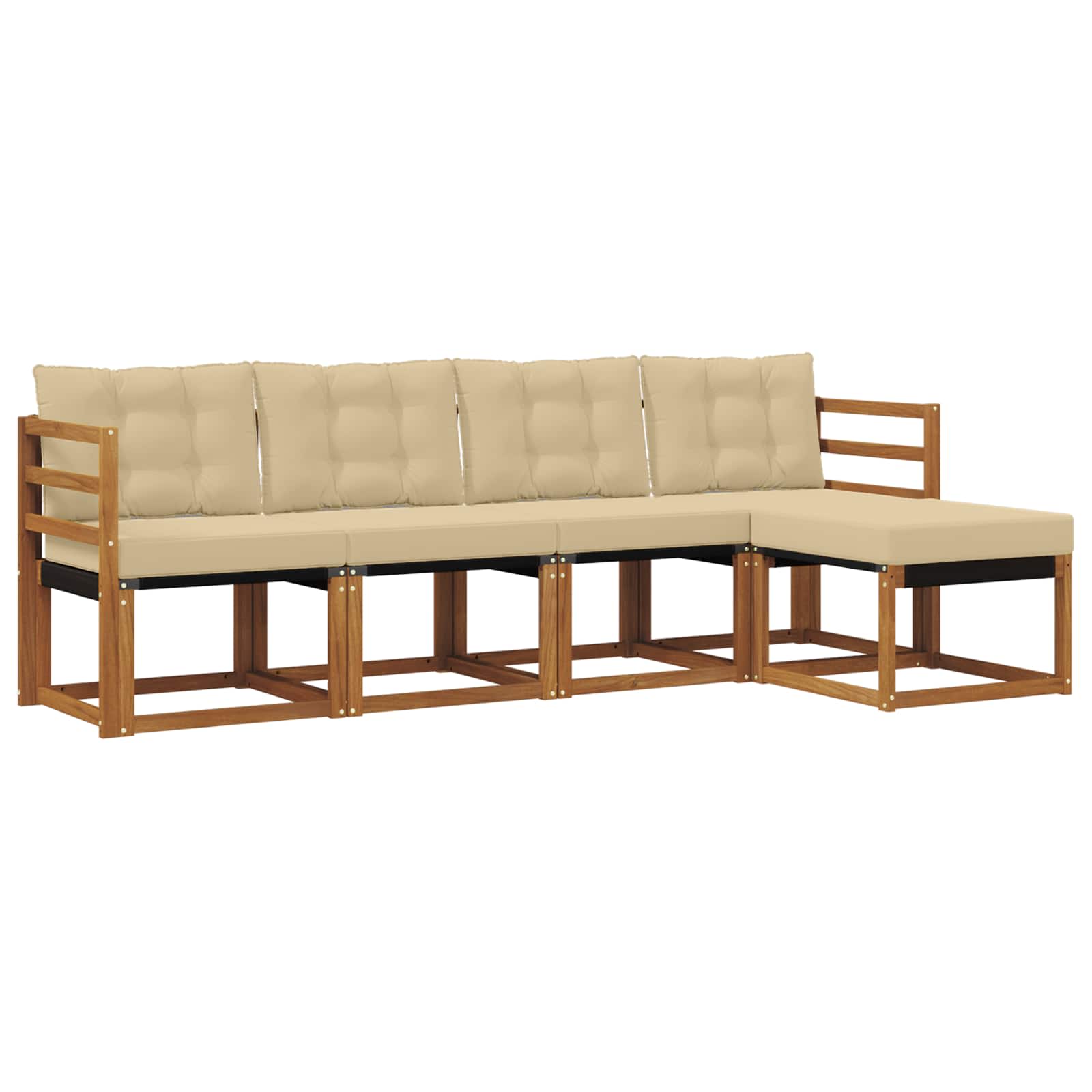 Outdoor-Sofagarnitur mit Kissen 5 pcs Natur und Beige