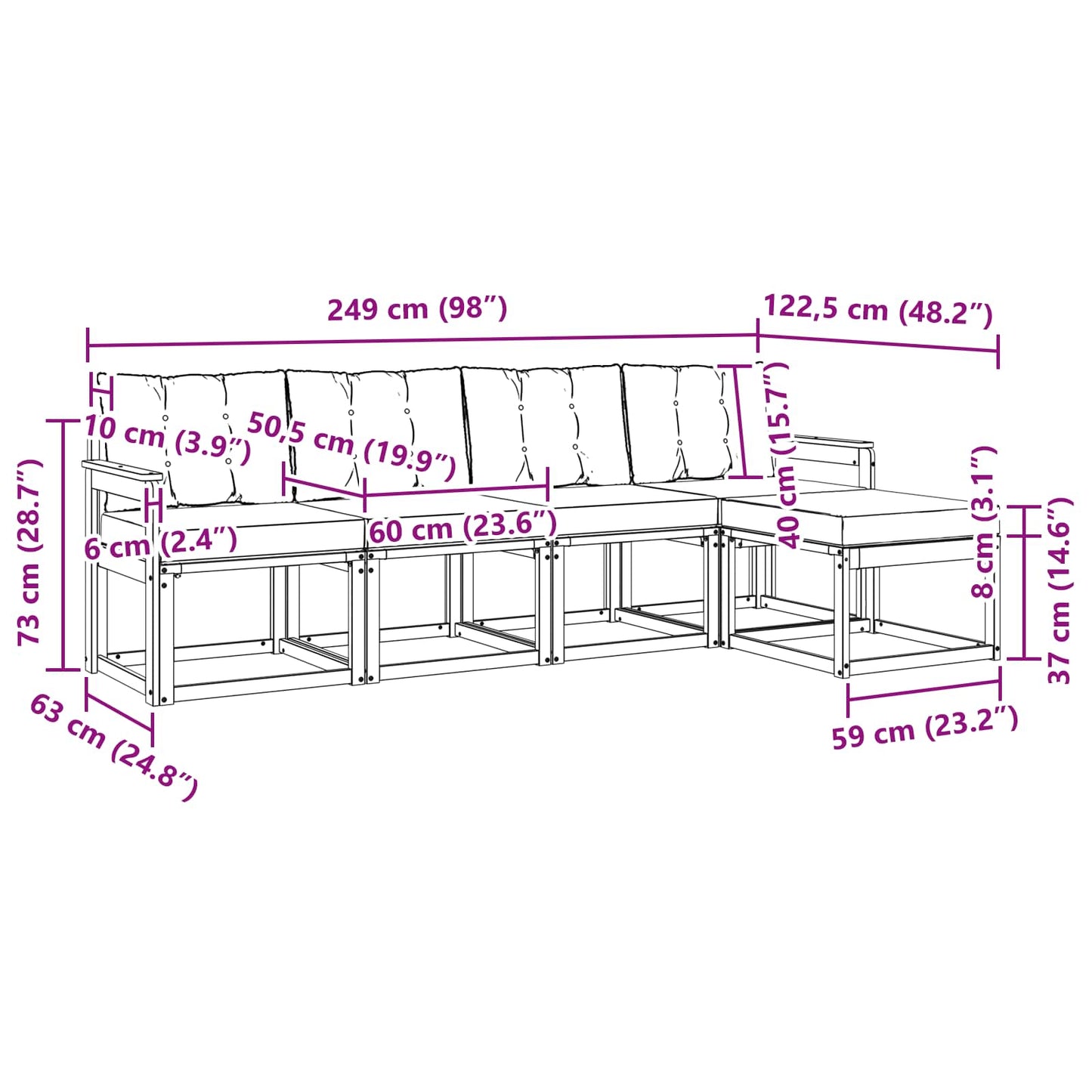 Outdoor-Sofagarnitur 5 stk. Natur und Creme