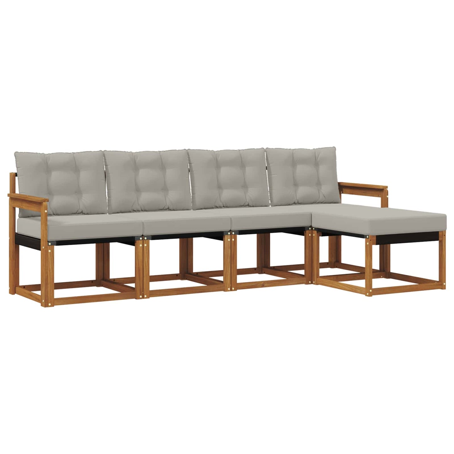 Outdoor-Sofagarnitur mit Kissen 5 pcs Natürlich und Hellgrau