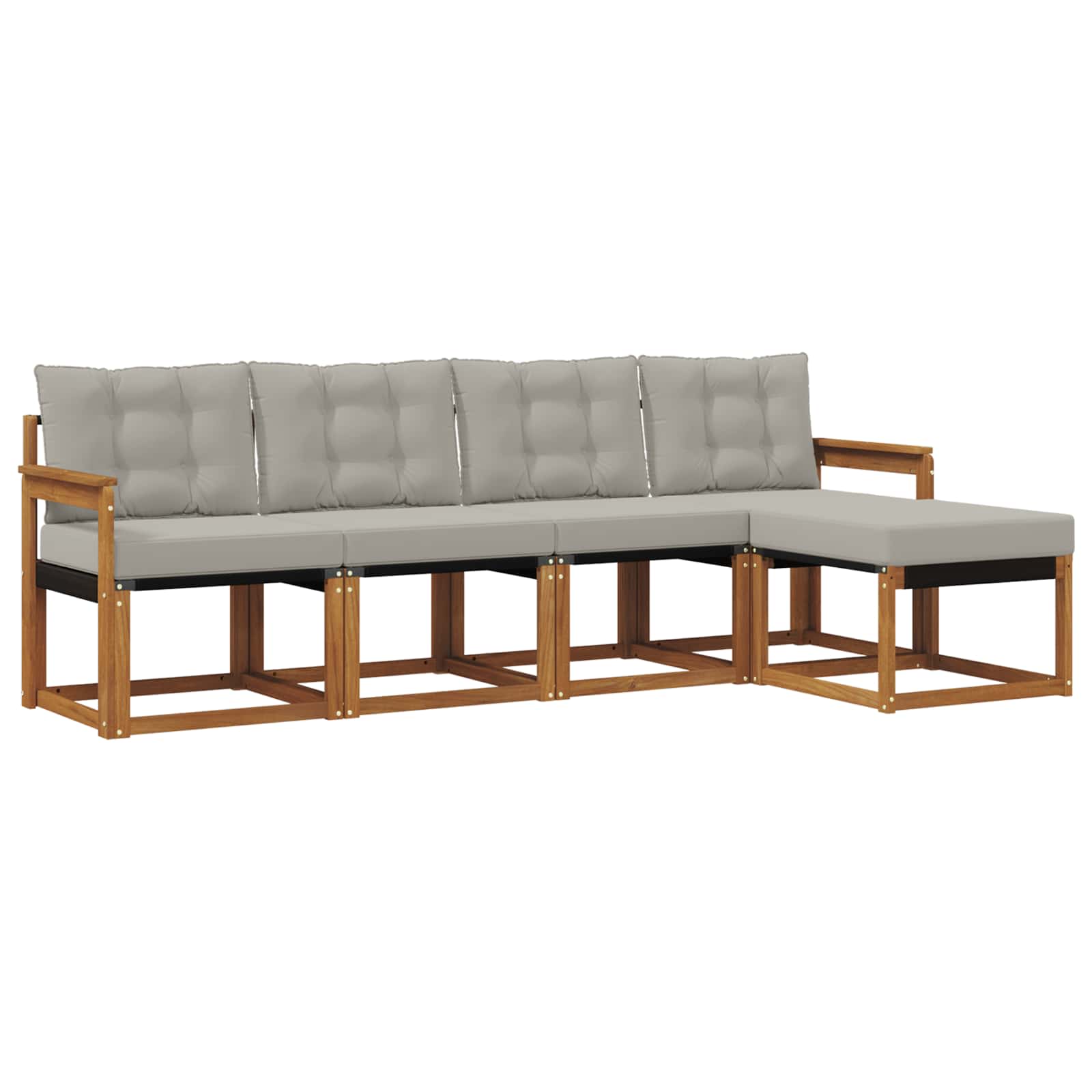 Outdoor-Sofagarnitur mit Kissen 5 pcs Natürlich und Hellgrau