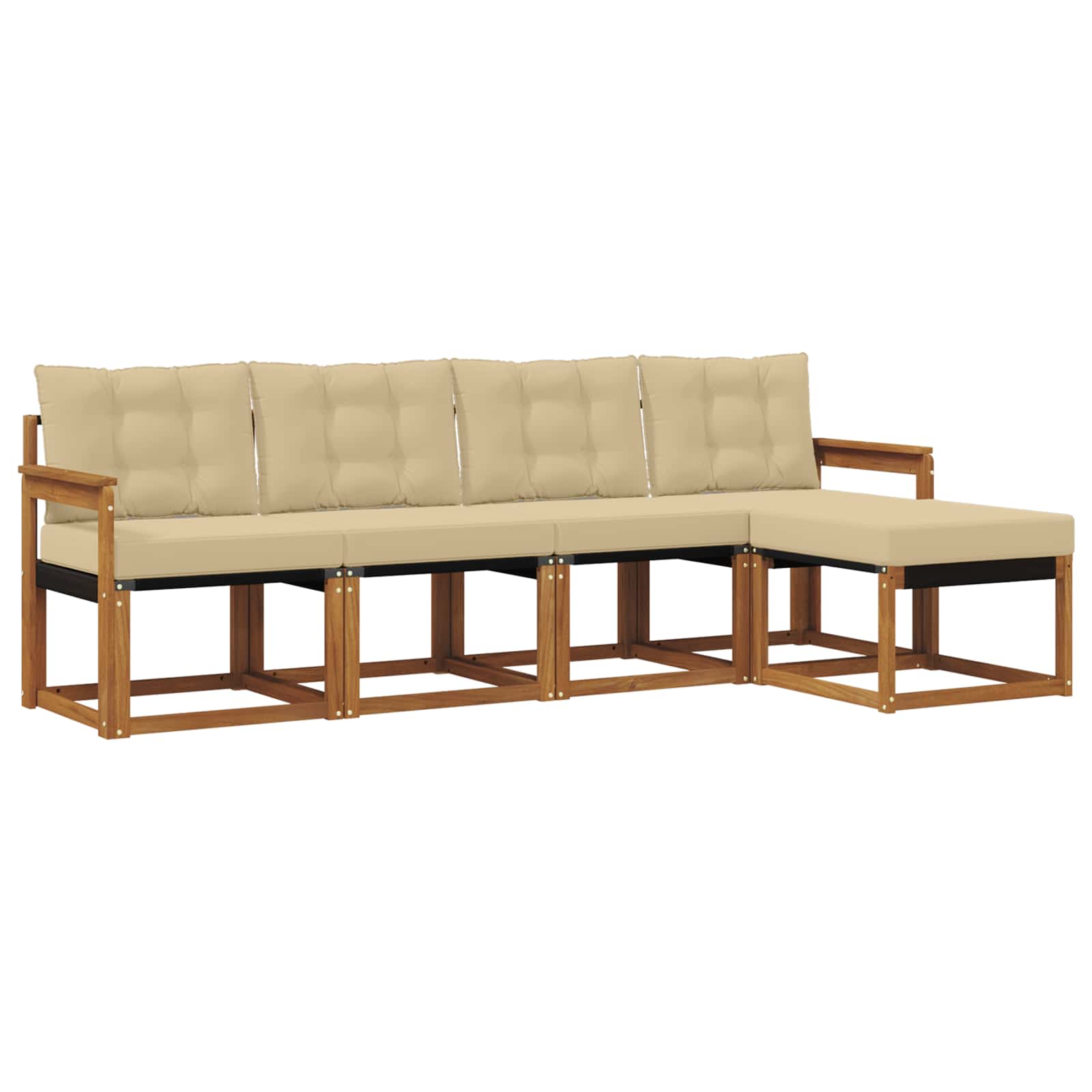 Outdoor-Sofagarnitur mit Kissen 5 pcs Natur und Beige