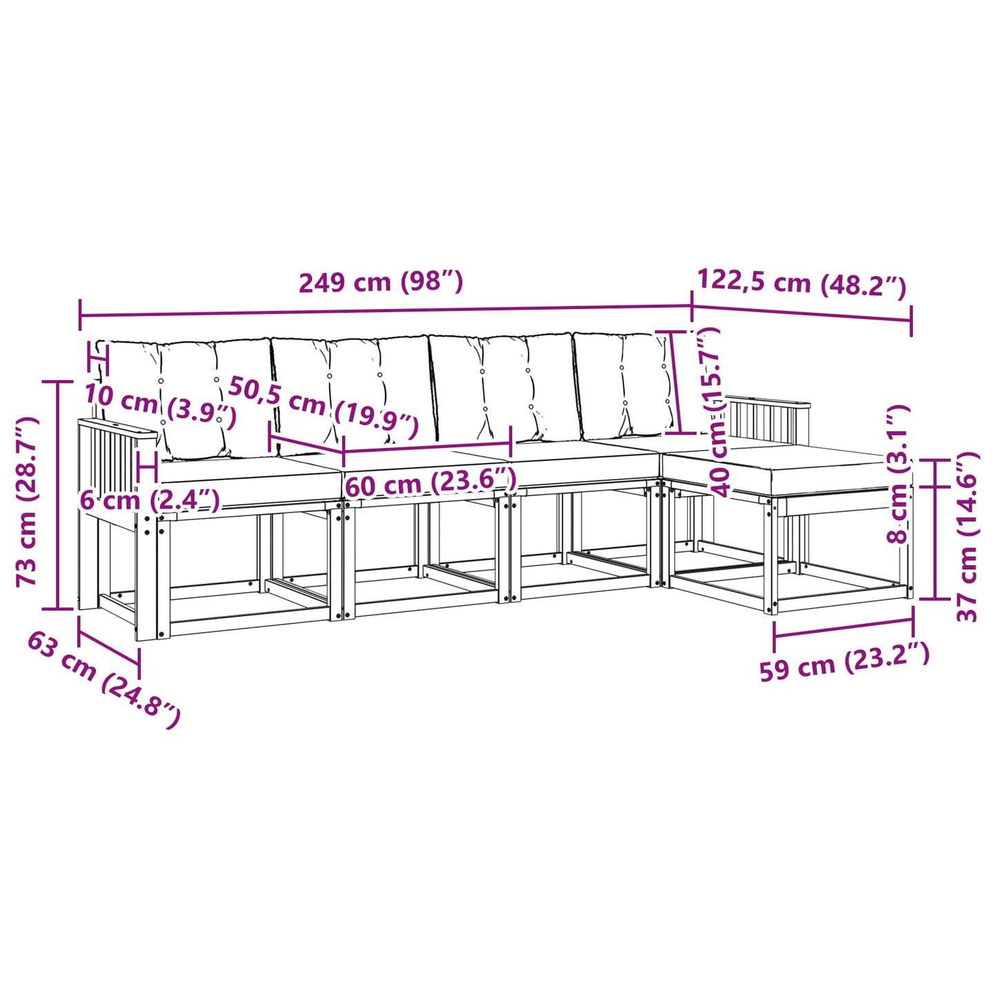 Outdoor-Sofagarnitur 5 stk. Natur und Creme