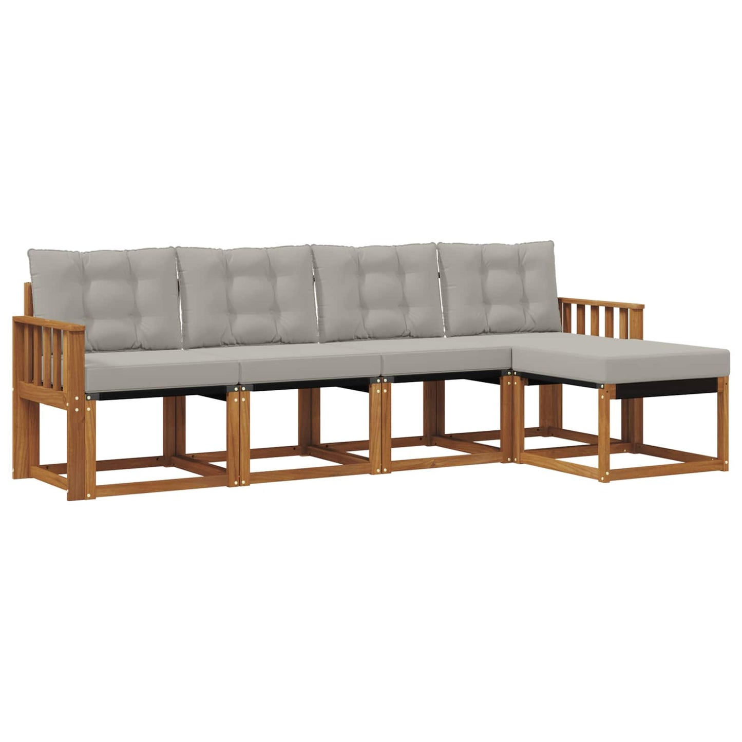 Outdoor-Sofagarnitur mit Kissen 5 pcs Natürlich und Hellgrau
